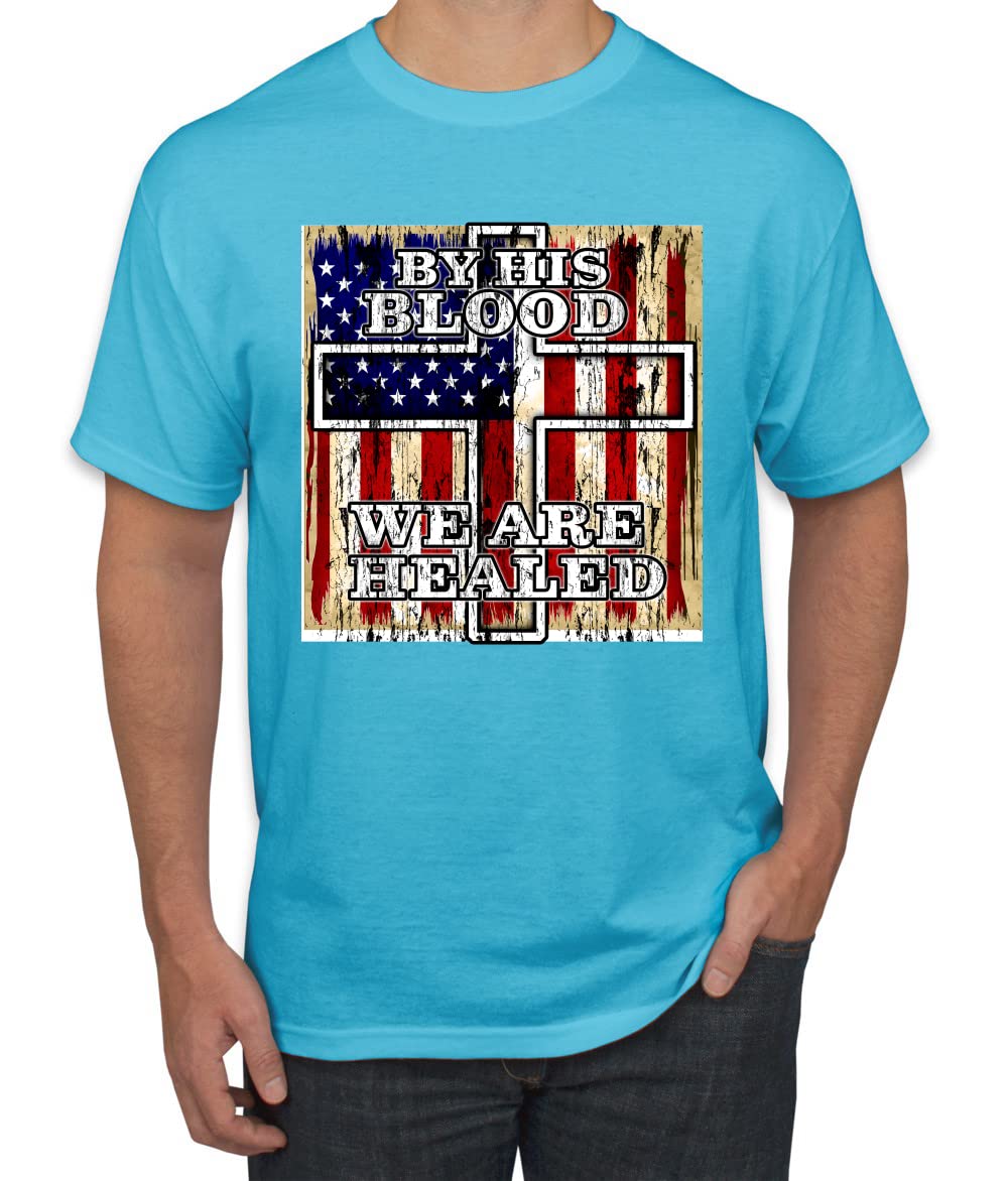 Christian Men's Graphic T-Shirt - By His Blood We Are Healed - Church & Daily Wear