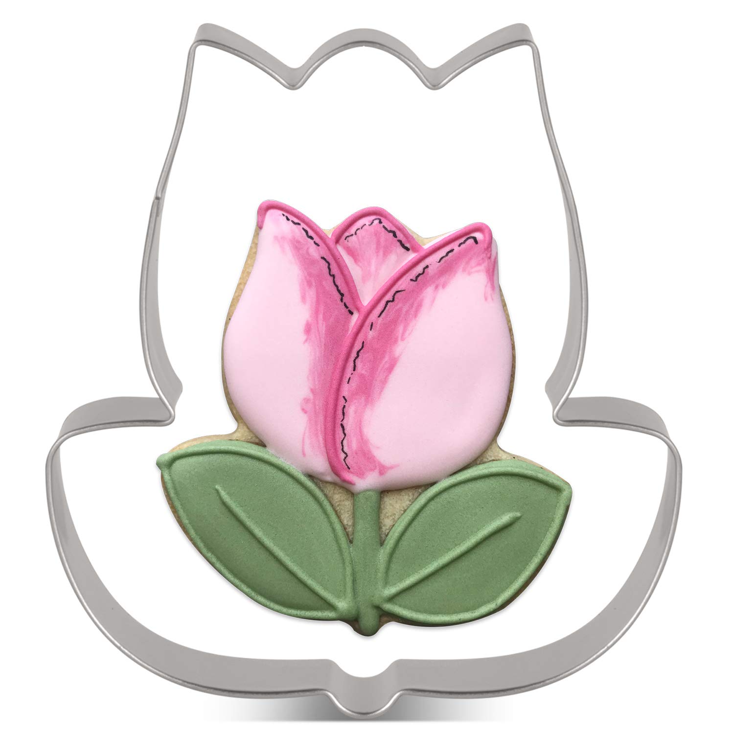 LILIAO Stainless Steel Tulip Flower Cookie Cutter - 3.4 x 3.7 Inches - Durable Baking Tool for Cookies, Pastries, Fondant - Perfect for DIY Baking, Wedding, Birthday Party Decorations