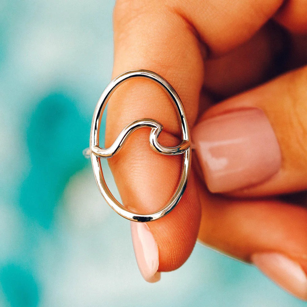 Large Wave Ring Silver Size 7 - Boho Statement Jewelry for Women - Perfect for Beach Weddings, Date Nights & Festival Outfits
