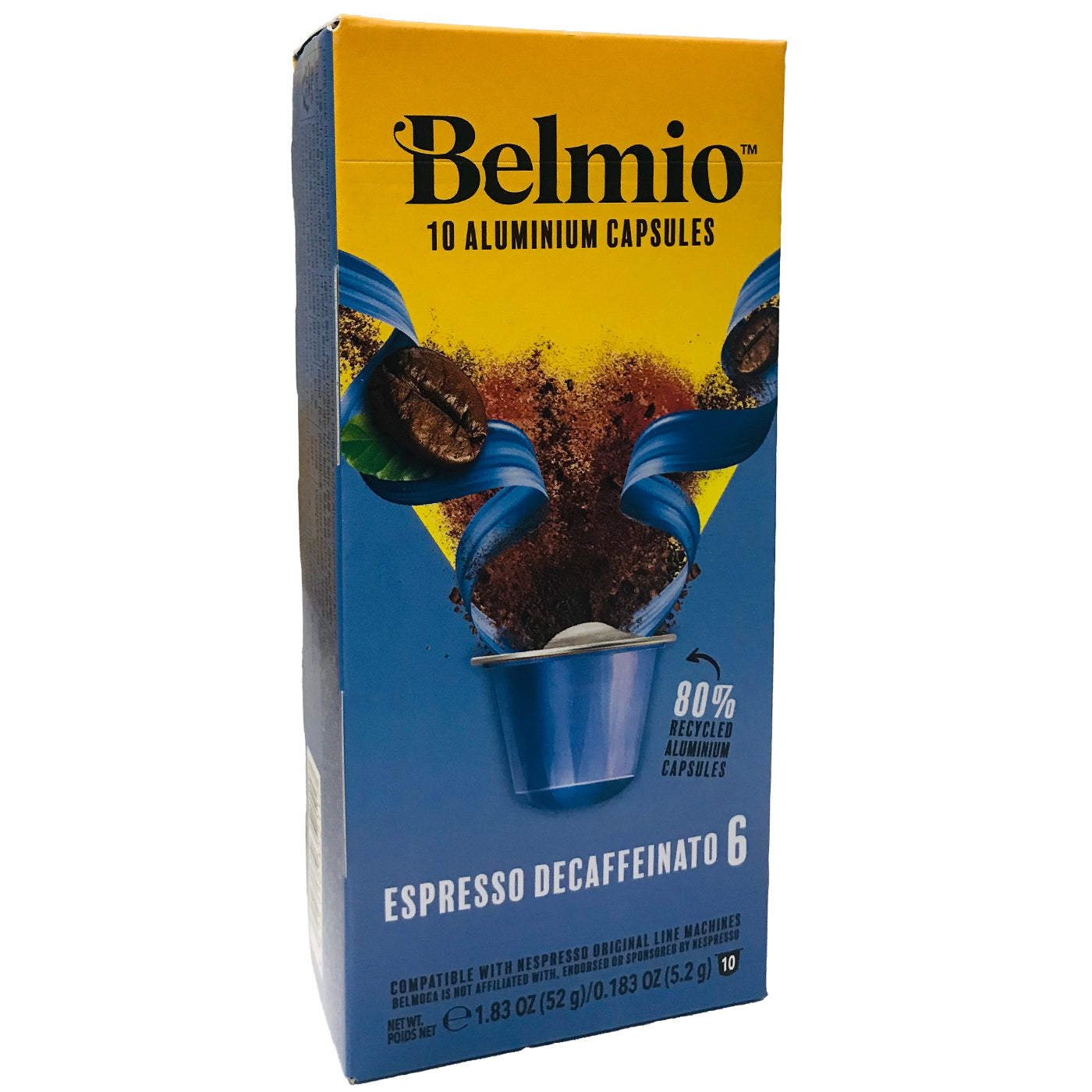 Belmio Decaffeinated Coffee Pods for Nespresso® Machines - 6 Capsules x 10 Pack (60 Total) - Rich & Smooth Flavor - Perfect for Afternoon Relaxation or Evening Enjoyment
