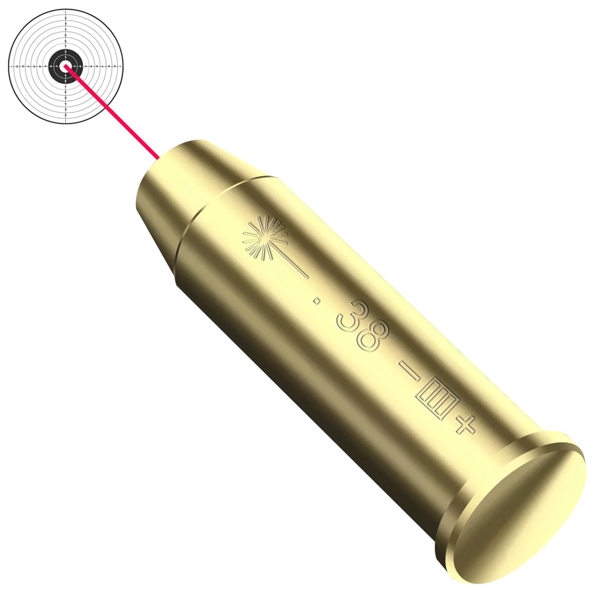 Red Dot Laser Boresighter for .38 Caliber - Precision Hunting Rifle Sight Alignment Tool with 2 Sets of Batteries | Perfect for Zeroing Scopes, Target Practice & Outdoor Shooting Range