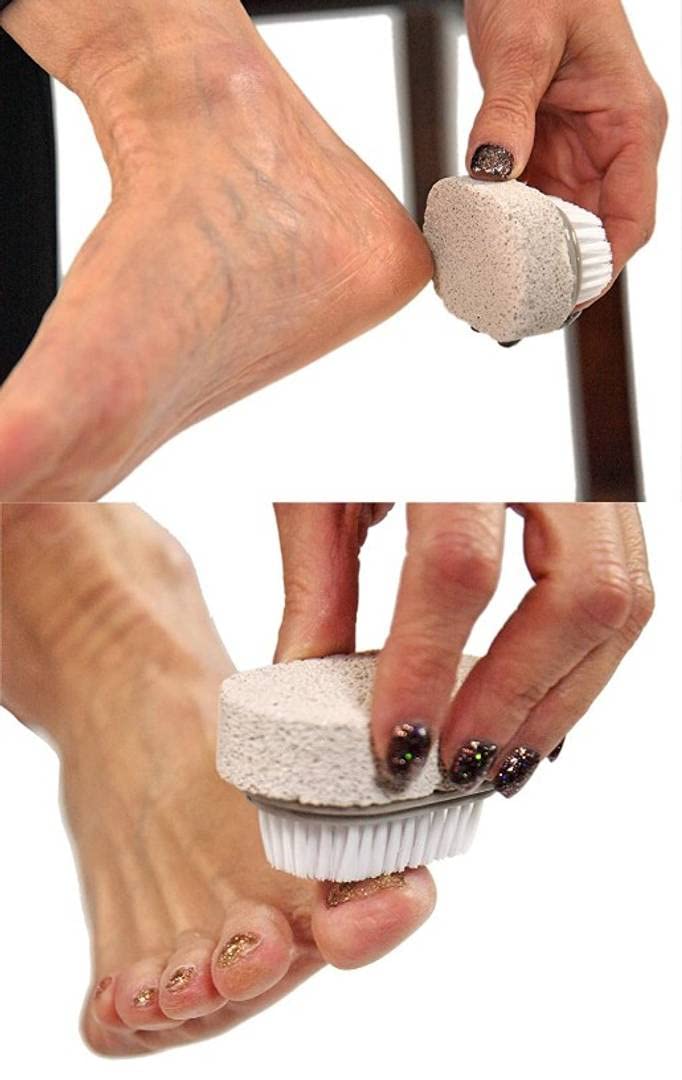 2 in 1 Foot Brush with Pumice Stone - Exfoliating Callus Remover for Soft Smooth Feet - Perfect for Pedicure, Home Spa & Dead Skin Care