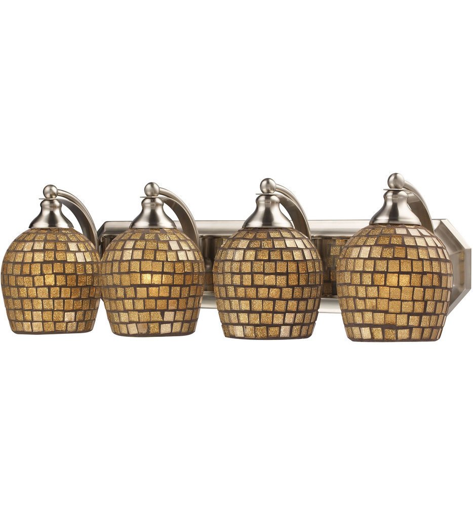 Elk Lighting 570-4N-GLD-LED Bathroom Vanity Light Fixture in Satin Nickel Finish - Perfect for Modern Home Bathroom & Powder Room Lighting