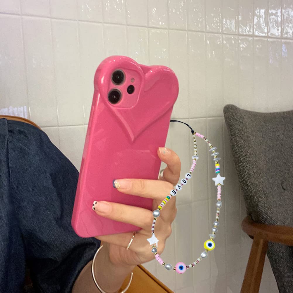 Kawaii Beaded Phone Charm with Pearls & Butterfly - Anti-Lost Acrylic Beaded Phone Lanyard, Boho Wrist Strap for iPhone Samsung - Perfect for Girls Teens, School, Work & Travel Accessories