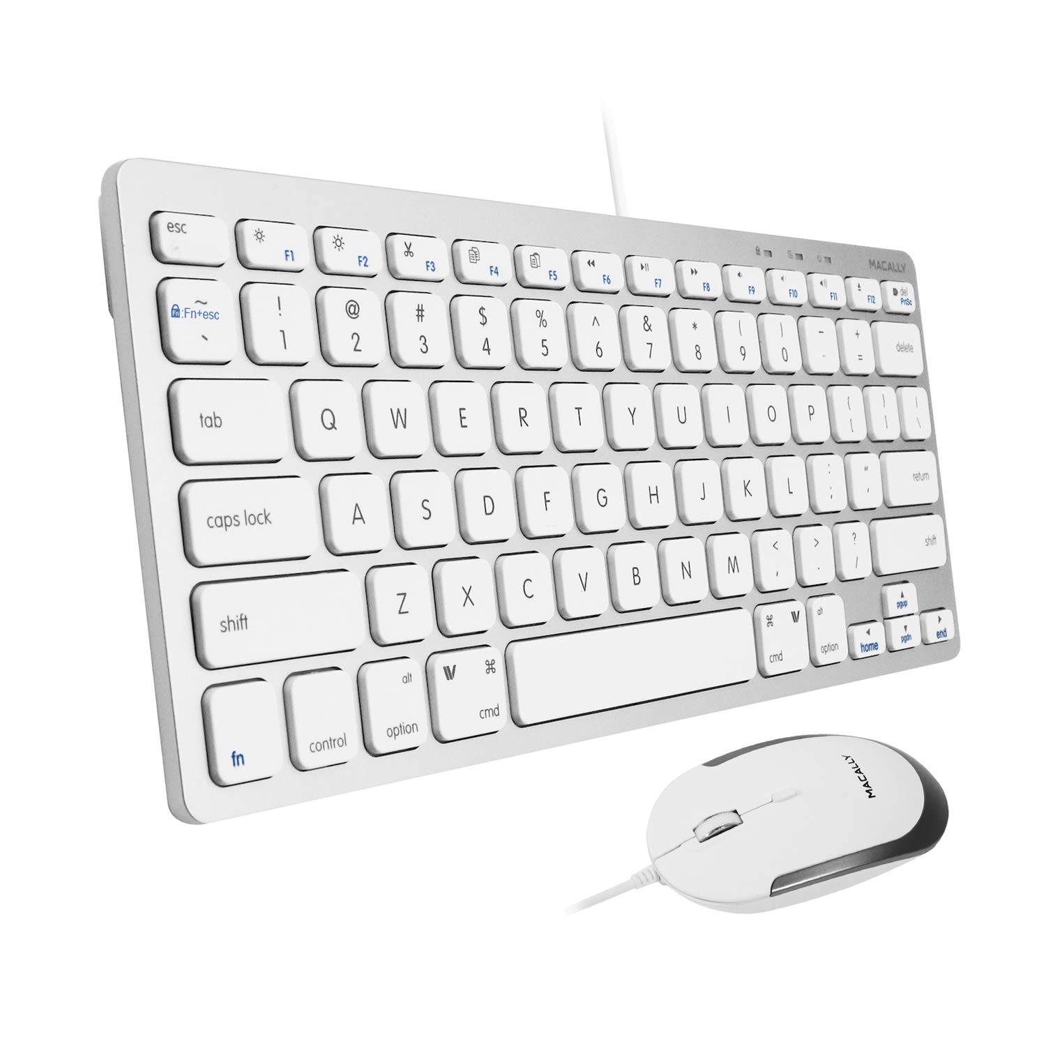 Macally USB Keyboard & Mouse Combo for Mac/PC - Compact for MacBook, iMac - Home & Office Use