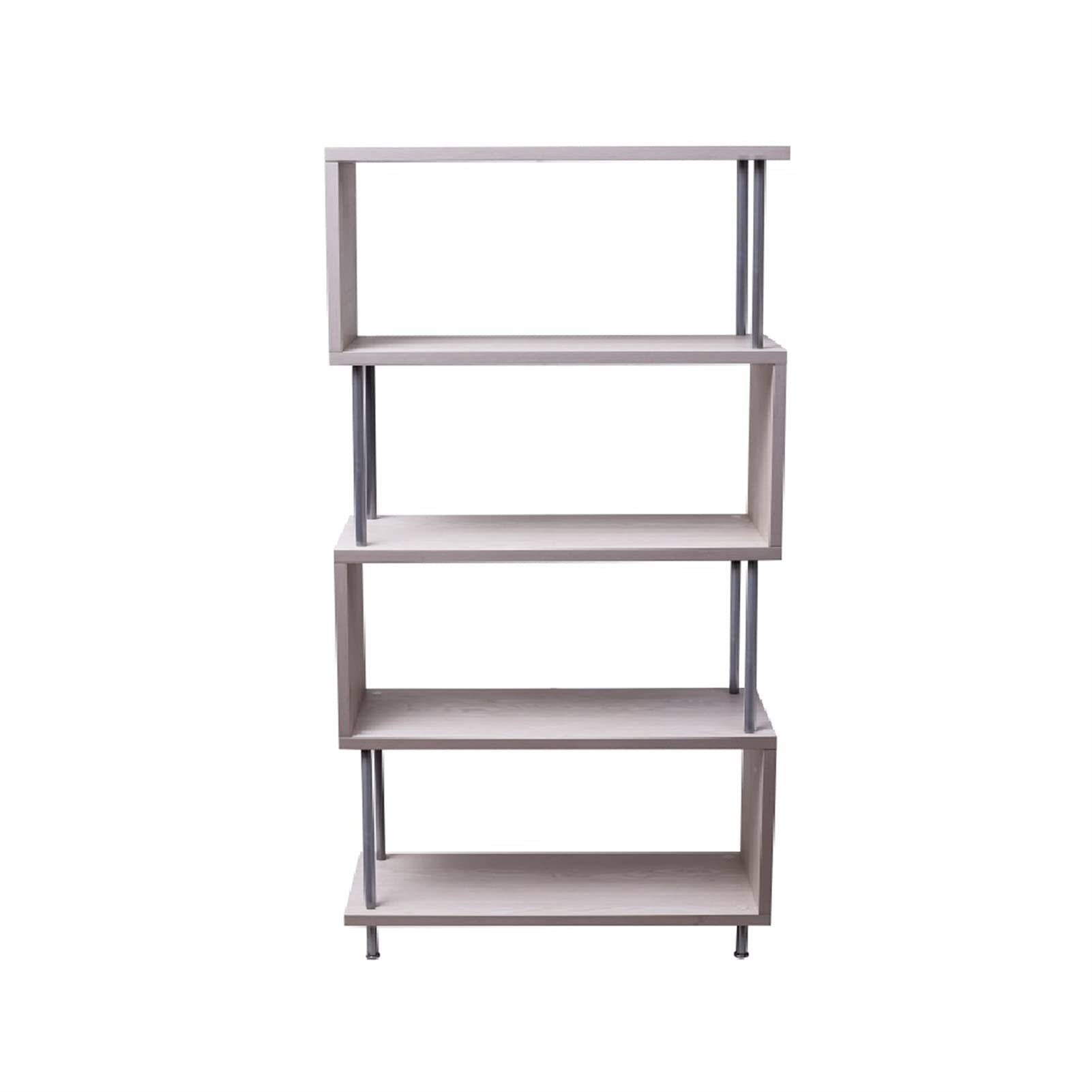 Modern S-Shaped 5-Tier Wooden Bookcase - Room Divider & Storage Display Shelf in Light Beige | Perfect for Living Room, Bedroom & Office Organization