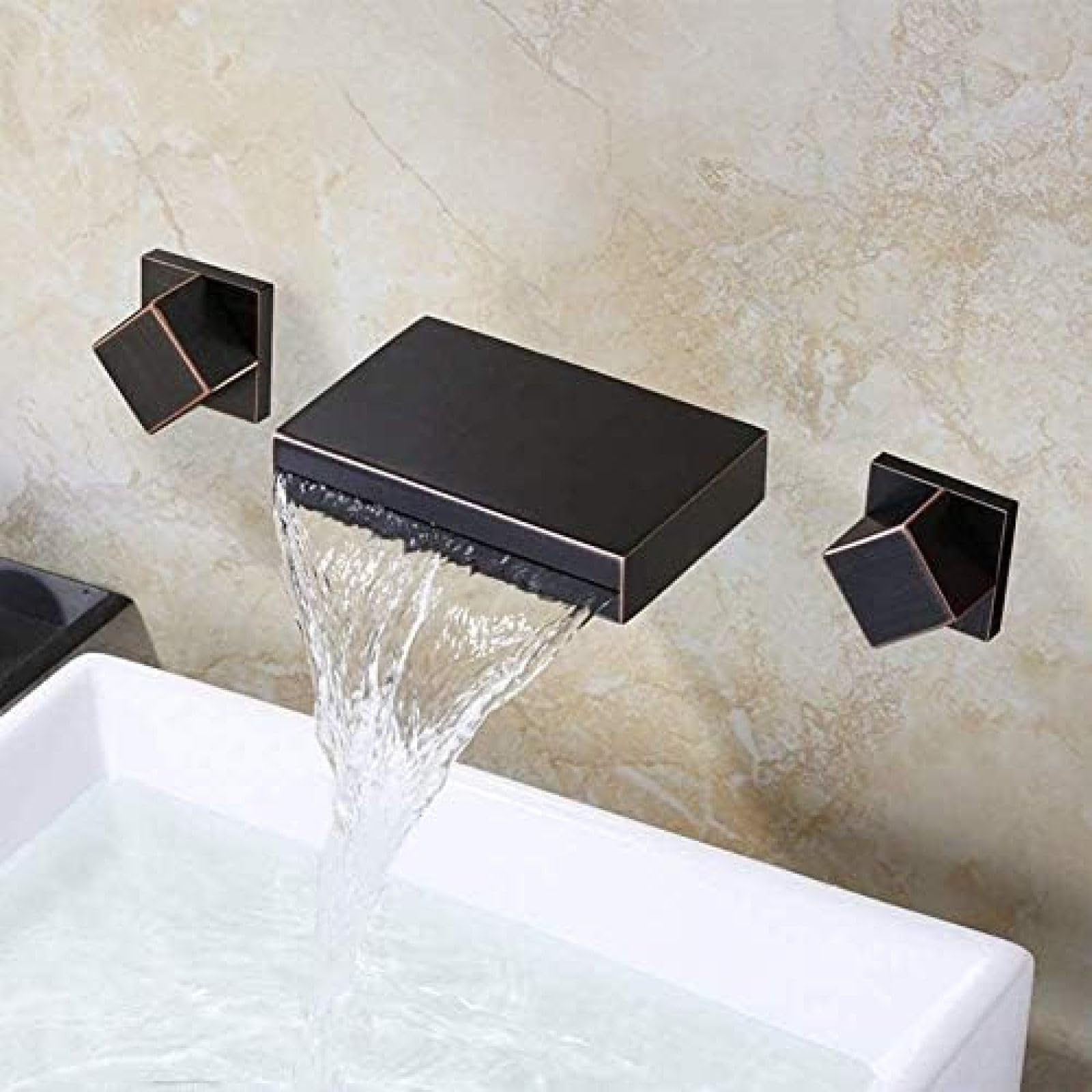 CRJUS Premium Brass Waterfall Basin Mixer Tap - Modern Kitchen & Bathroom Sink Faucet with High Arc Spout - Perfect for Contemporary Home, Restaurant, and Hotel Decor