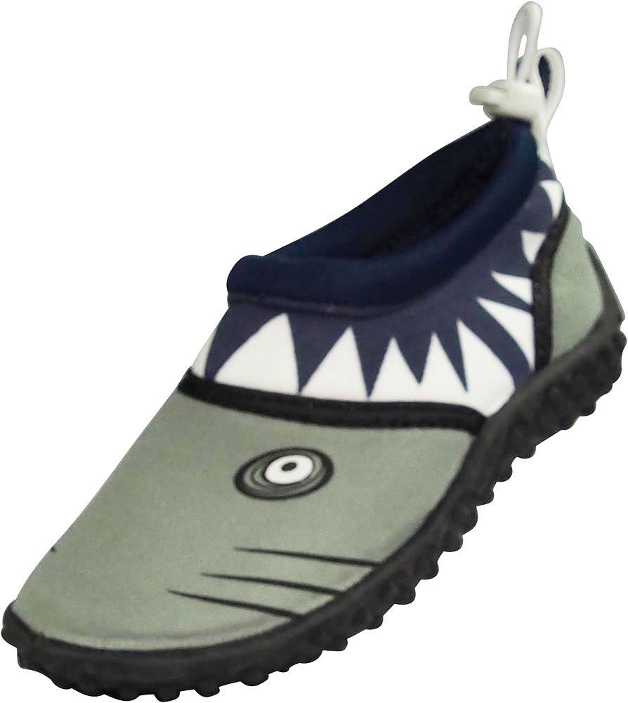 NORTY Wave Aqua Sock Kids Water Shoes - Quick-Dry Swim & Beach Shoes for Boys & Girls - Non-Slip Water Socks for Pool, Ocean & Outdoor Activities - Shark Design