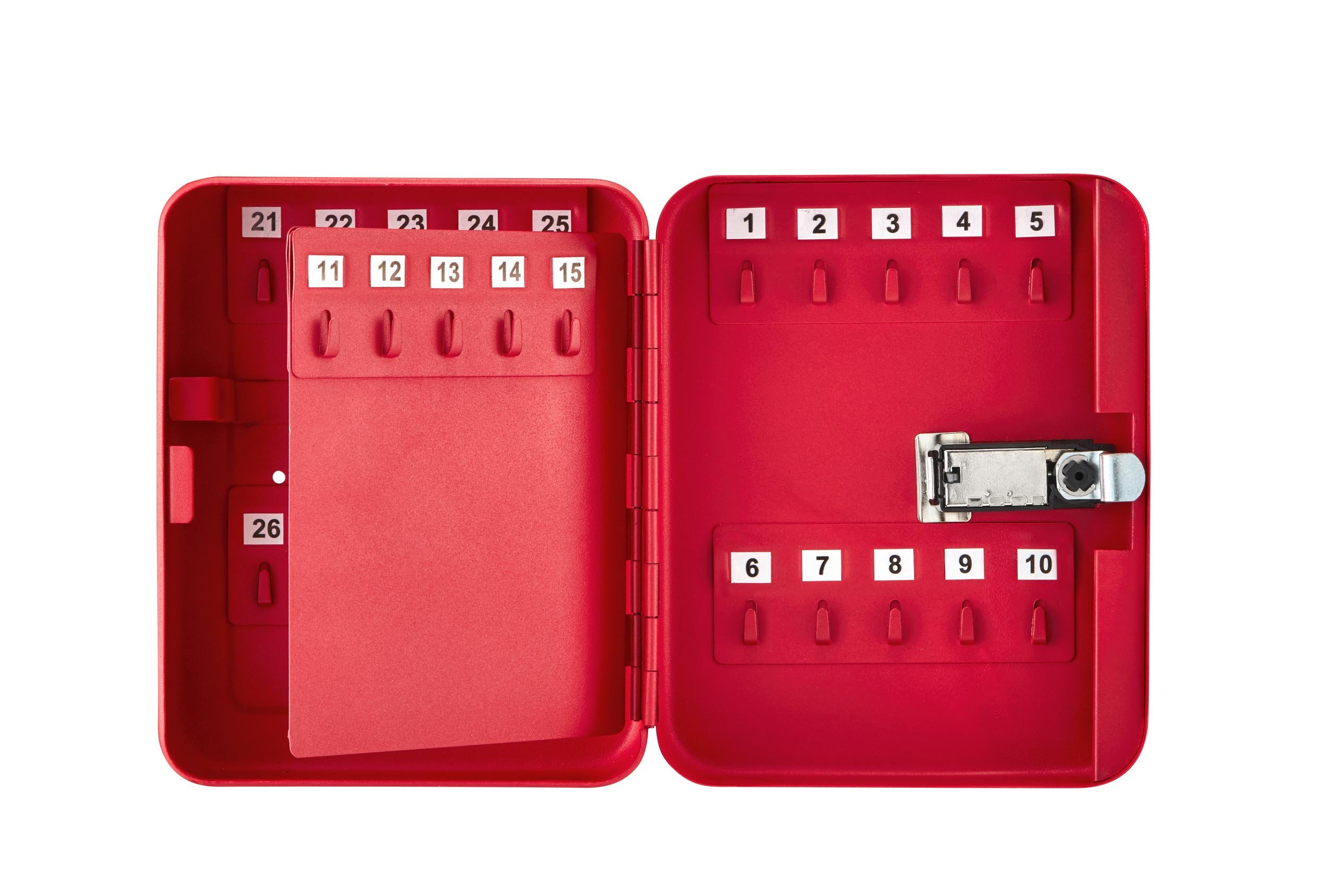 AdirOffice Steel Combination Lock Key Cabinet - 30 Slots, White & Red Bundle - Secure Key Storage for Home, Office, and School Lockers