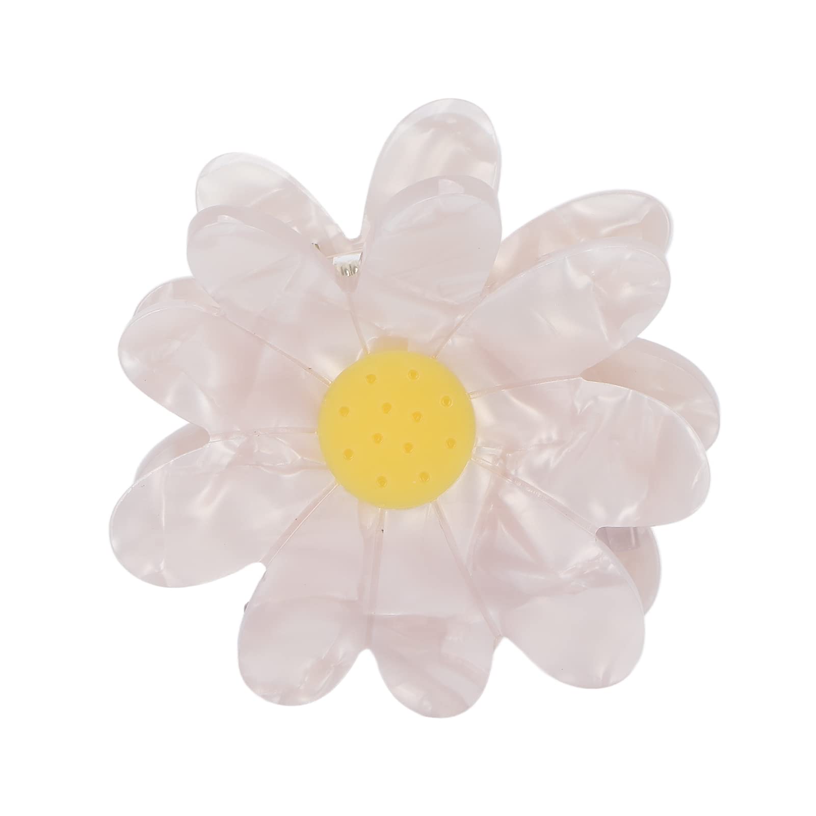 Strong Grip Flower Hair Claw Clip with Clenched Teeth - Anti-Slip Hair Clips for Women, White Daisy Design - Perfect for Daily Use, Workouts & Updos