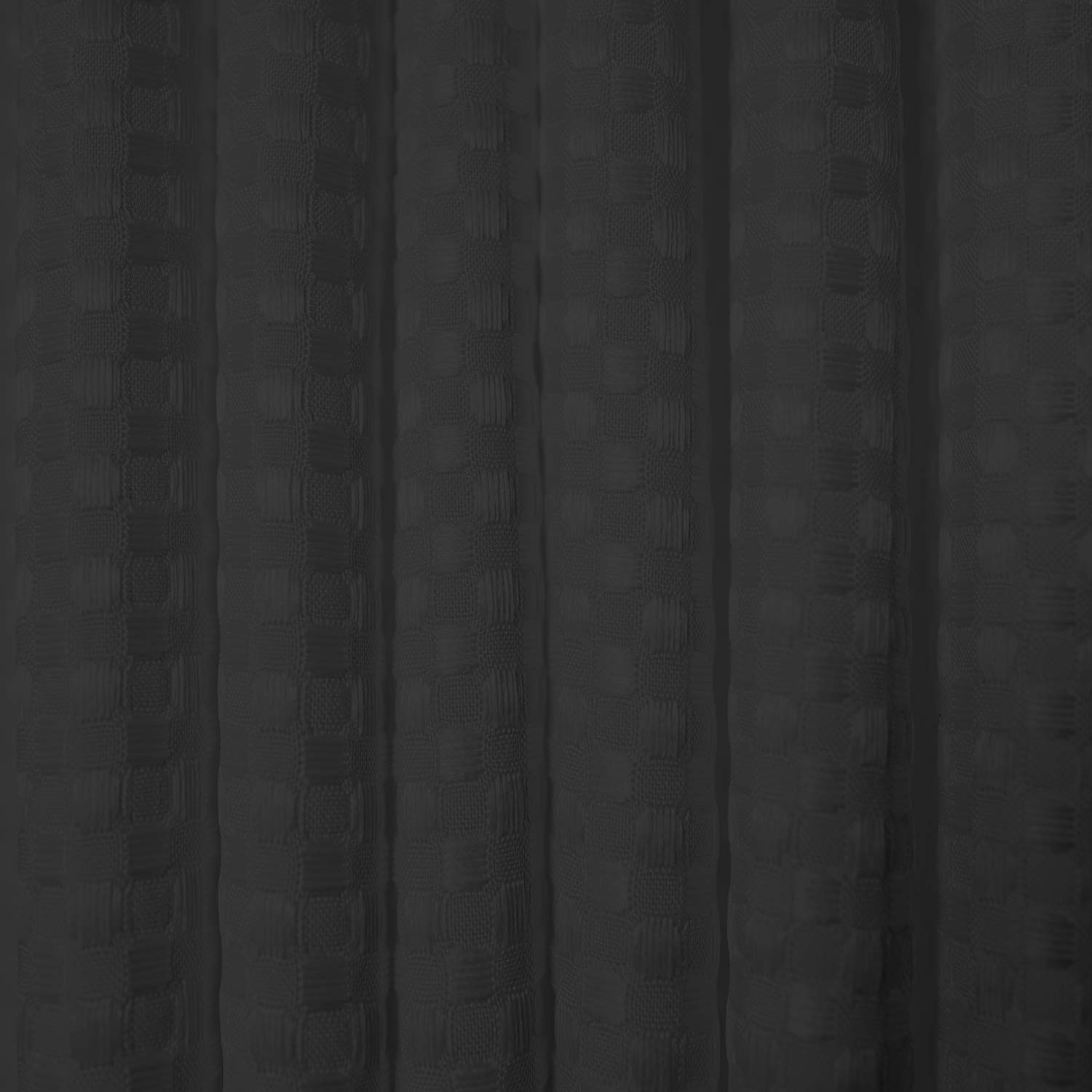 Waffle Weave Shower Curtain 72x84 Inches - Hotel Quality Fabric Bathroom Curtain in Black - Perfect for Modern Bathrooms & Spa-Like Showers