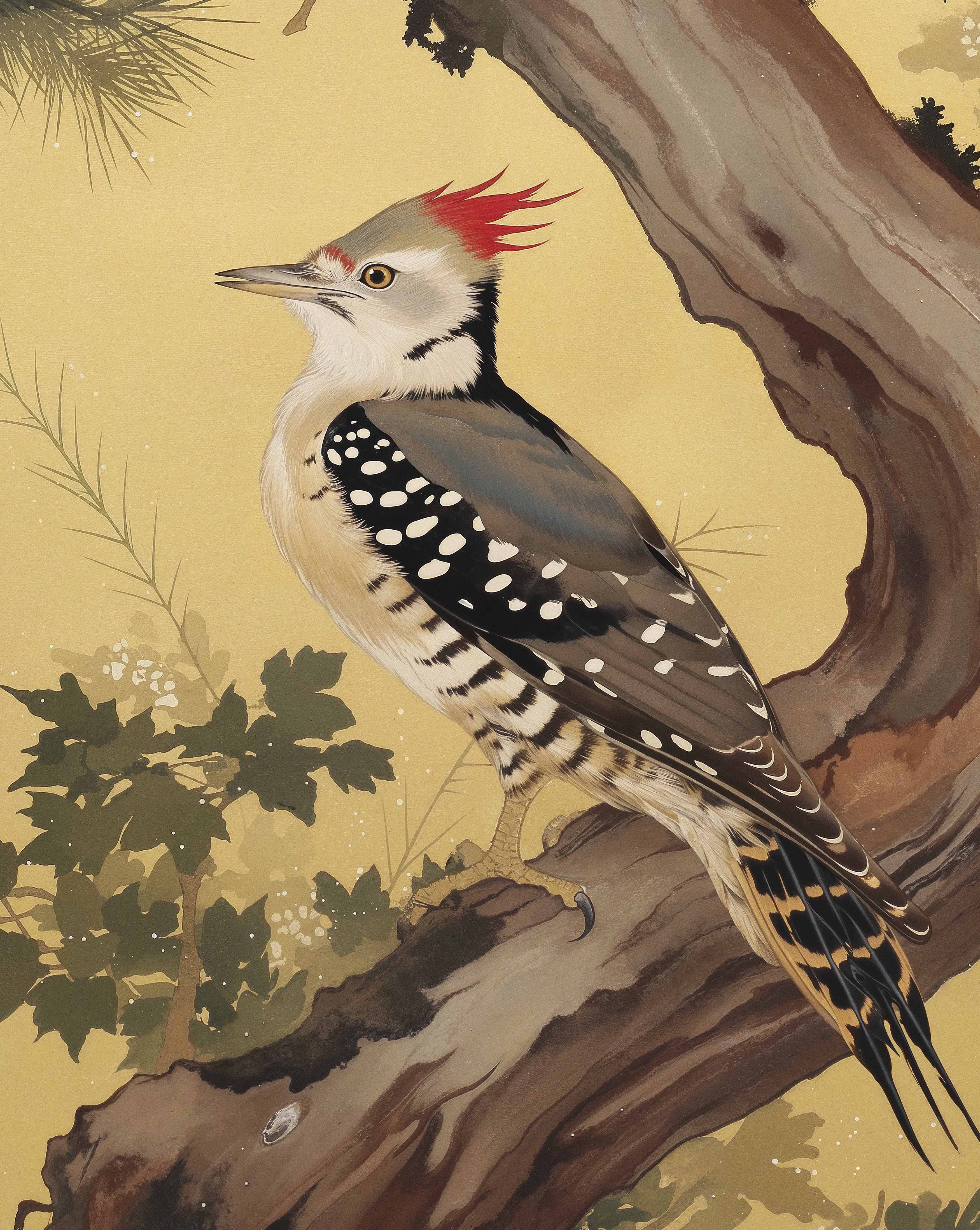 Echoes of the Forest - Woodpecker in Pine Haven Limited Edition Canvas Wall Art - Nature Inspired Home Decor for Living Room, Bedroom & Office