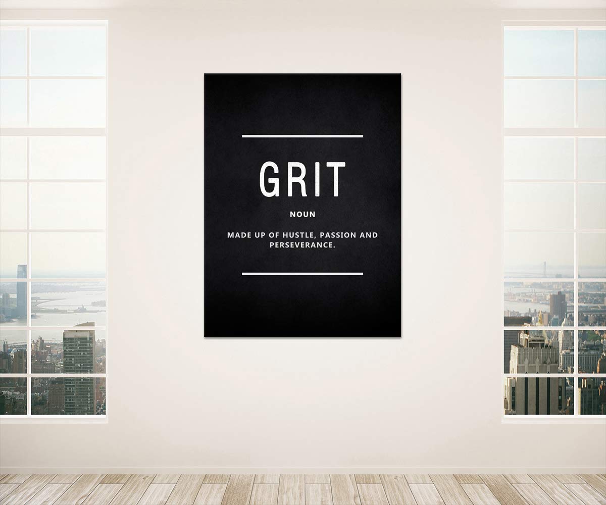 Yatsen Bridge Motivational Wall Art - Inspirational Canvas Prints with Entrepreneur Quotes for Office & Home Decor - Framed Grit Noun Poster (28”Wx44”H) - Perfect for Teens Room, Home Office & Workspace Motivation