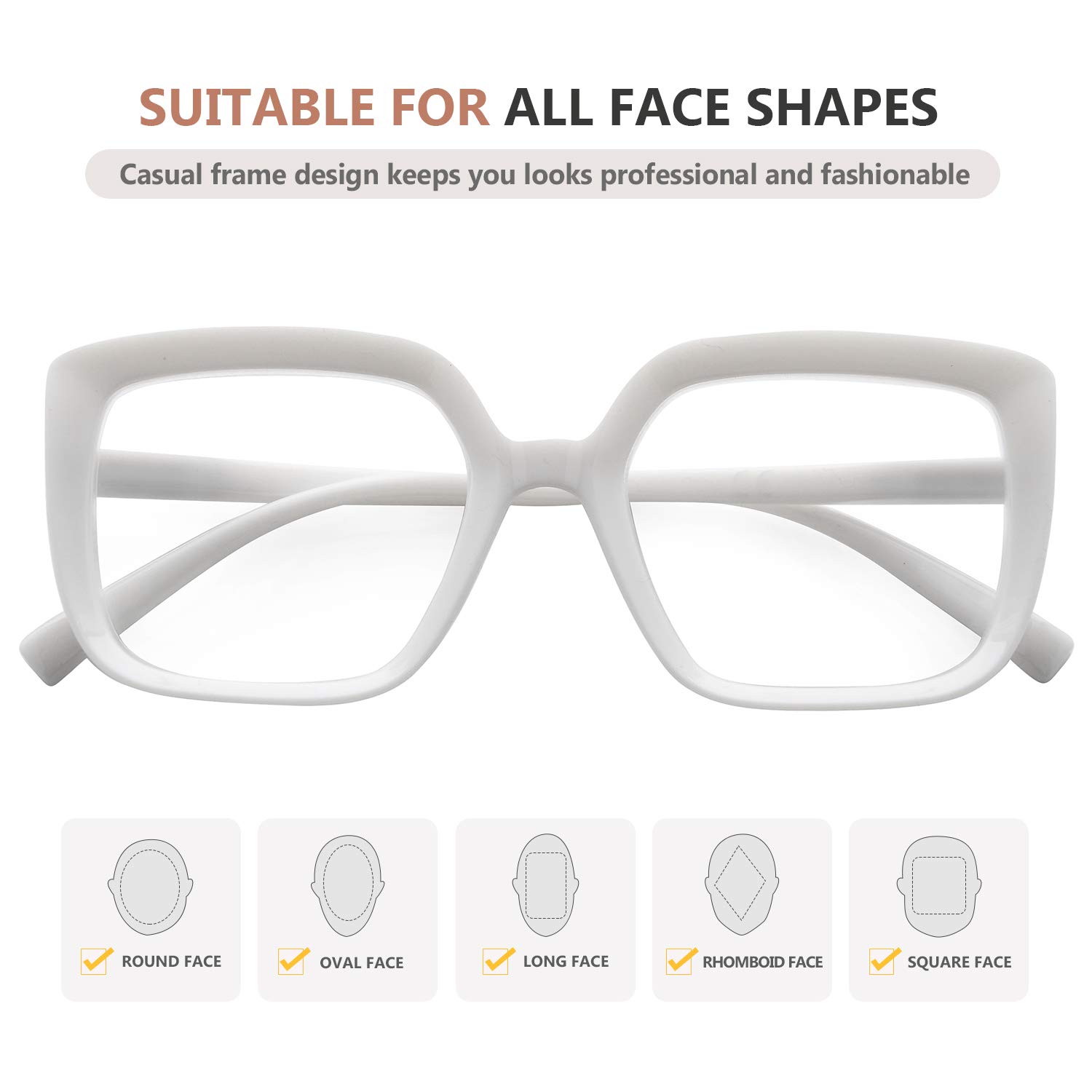 Eyekepper Large Frame Reading Glasses for Women - Oversized Readers +3.50 Strength, Fashionable White Eyewear for Reading, Working & Computer Use