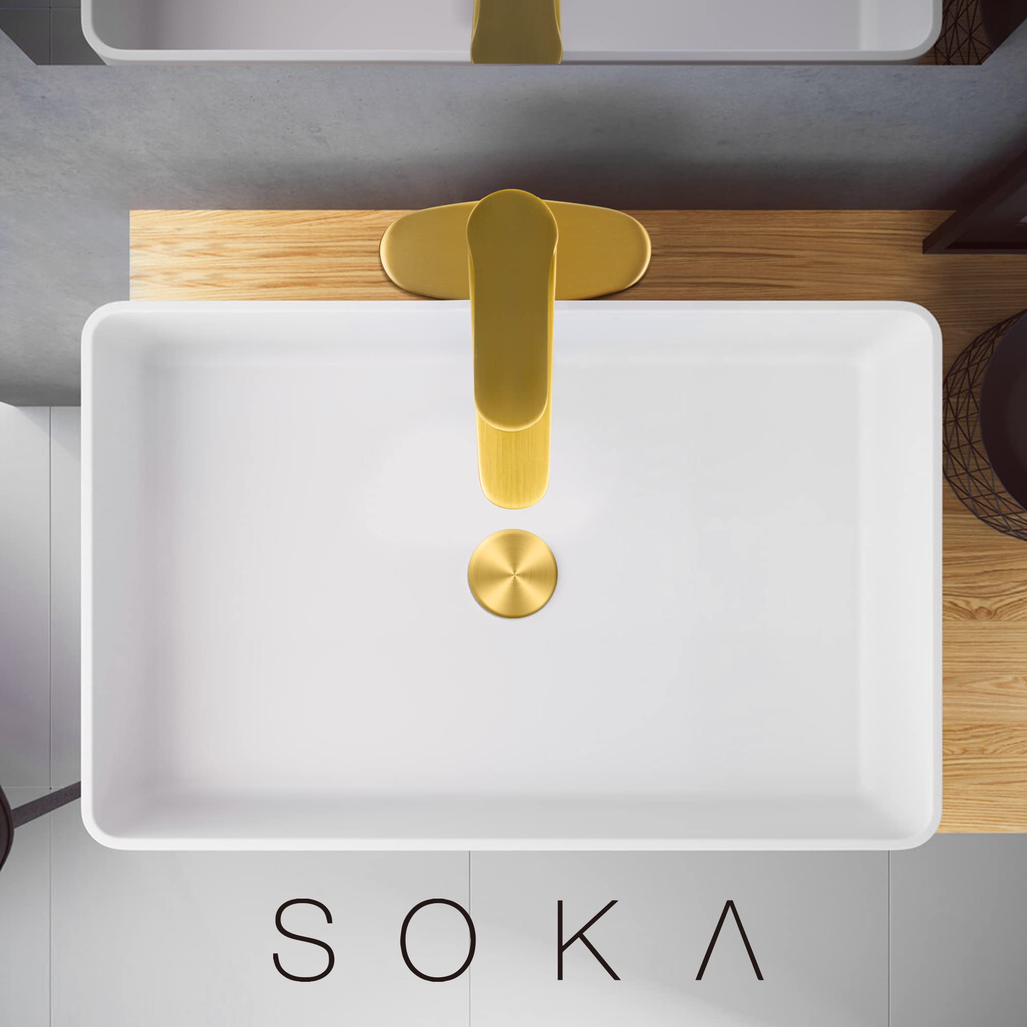 Gold Stainless Steel Bathroom Sink Faucet with Pop-up Drain Stopper & Deck Plate - Single Handle 1 or 3 Hole Installation - Perfect for Modern Bathroom Vanities & Powder Rooms