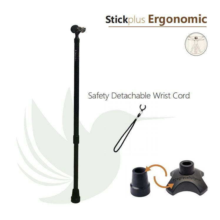 Smart Stickplus Walking Cane - Adjustable Height, Lightweight & Foldable for Seniors & Hiking - Perfect for Elderly Support, Outdoor Adventures & Daily Mobility Aid