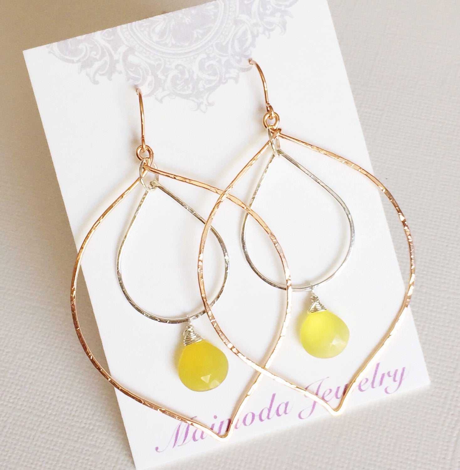 Elegant Yoshiko Yellow Chalcedony Earrings (E205) - Perfect for Weddings, Parties & Special Occasions