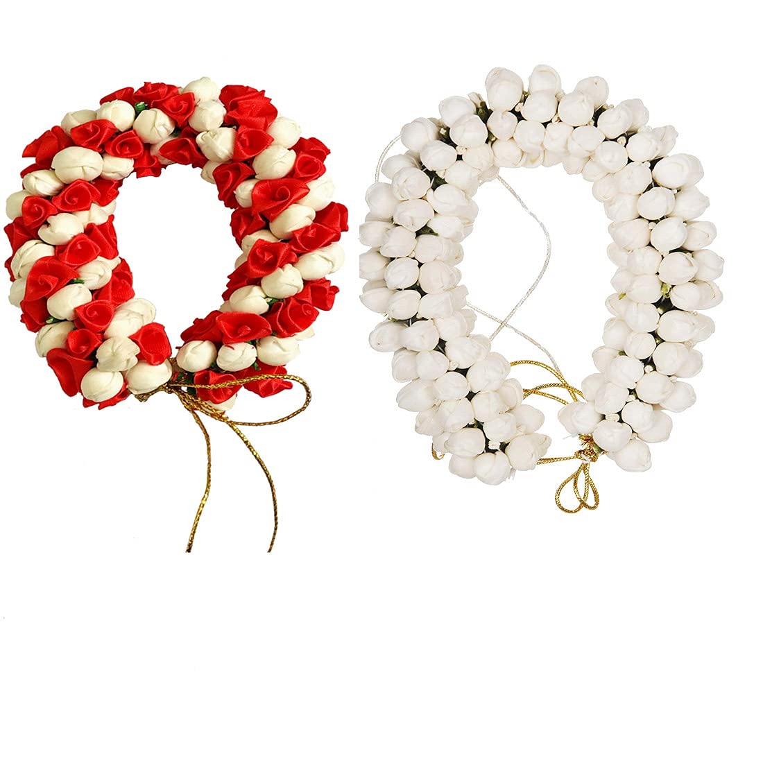 Arooman™ Artificial Flower Juda/Gajra for Women & Girls - Pack of 2 (White & Red) - Perfect for Weddings, Parties, and Hair Accessories
