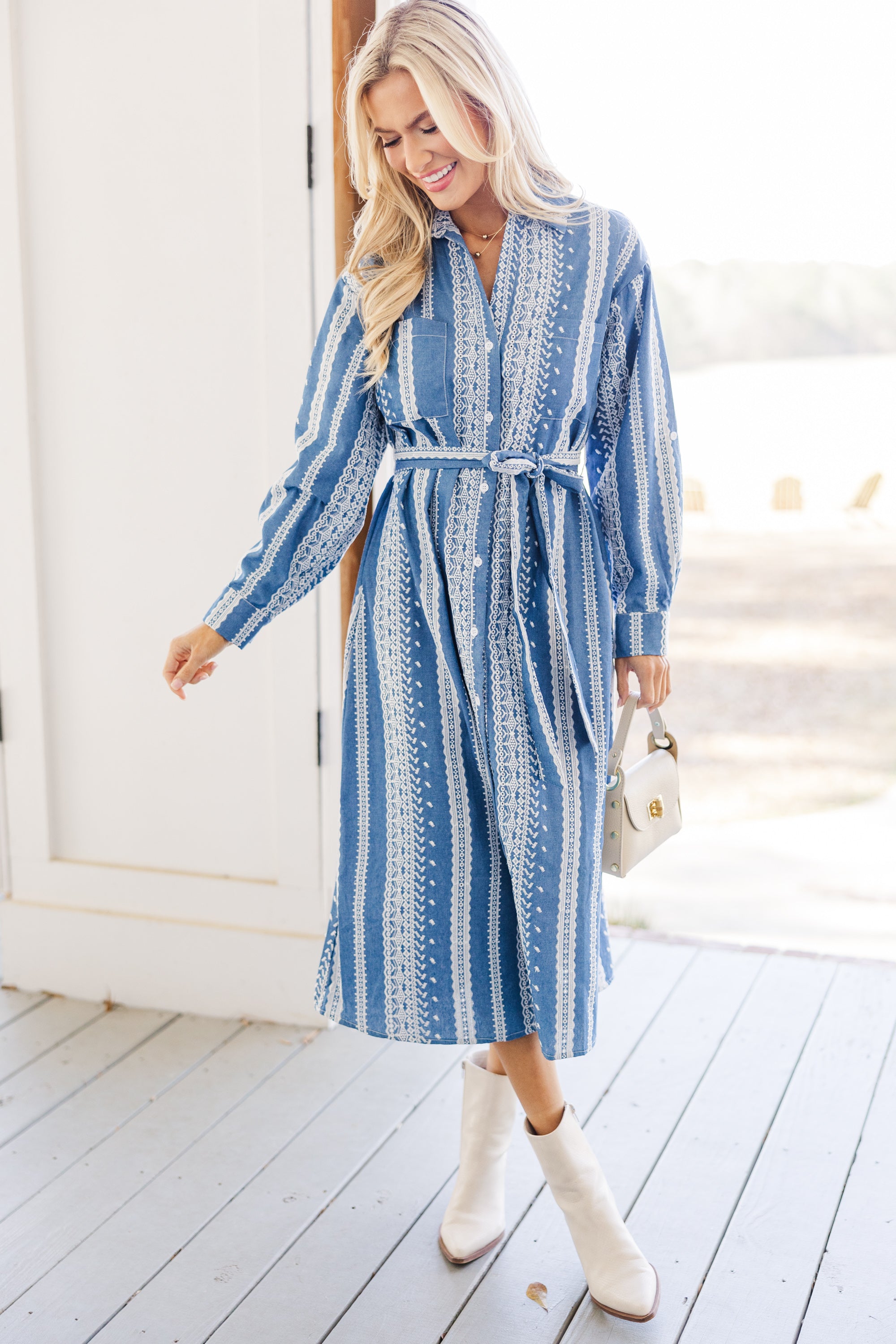 Stylish Blue Embroidered Midi Dress for Women - Perfect for Summer Parties, Weddings & Casual Outings