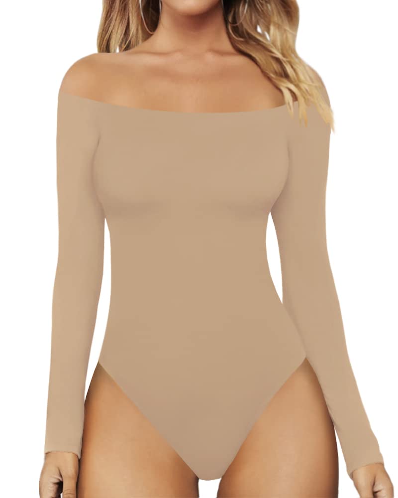 MANGOPOP Women's Off Shoulder T-Shirt & Bodysuit - Short Sleeve & Long Sleeve Tops, Casual Jumpsuit for Summer Outfits, Date Night & Beach Wear
