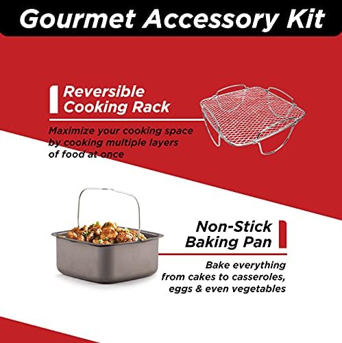 Nuwave Brio 6-Quart Digital Air Fryer with Non-Stick Baking Pan & Stainless-Steel Rack - Healthy Oil-Free Cooking for Family Meals, Snacks & Meal Prep (Black, 6-Quart + Gourmet Kit)