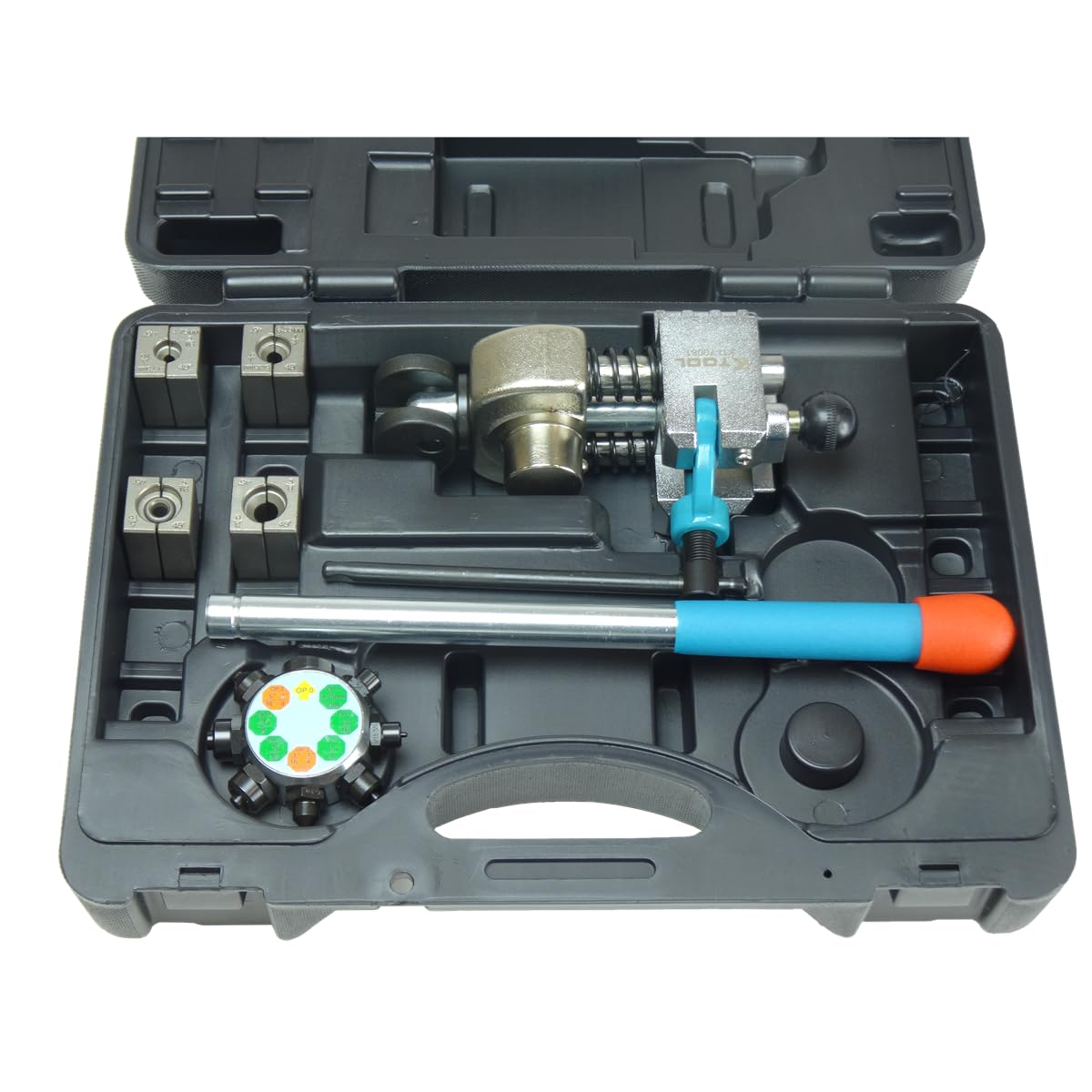 K Tool International 70081 45 Degree Automotive Brake Line Flaring Tool Set - Professional Single, Double & Bubble Flares for DIY & Mechanics - Vise-Mounted with T-Handle Clamp & Turret-Style Design - Perfect for Garage, Auto Repair Shop & Home Car Maintenance