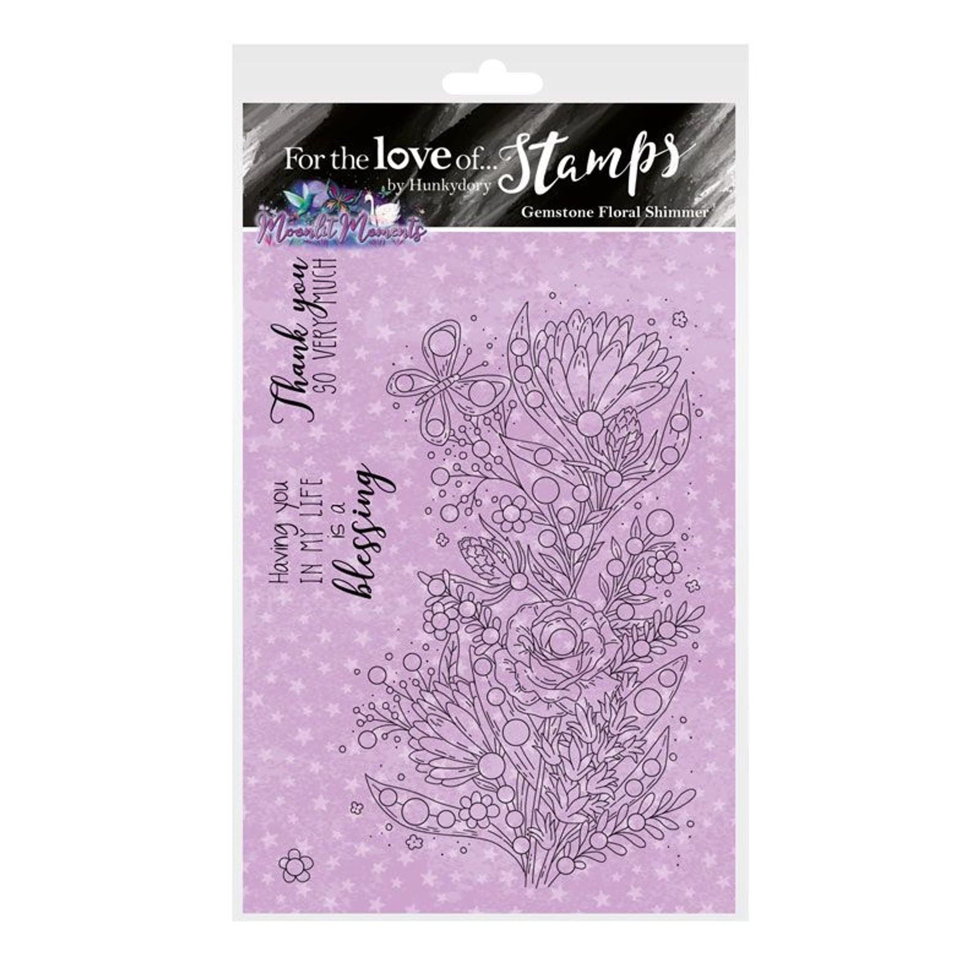Gemstone Floral Shimmer A6 Stamp - Hunkydory Crafts for Card Making & Scrapbooking
