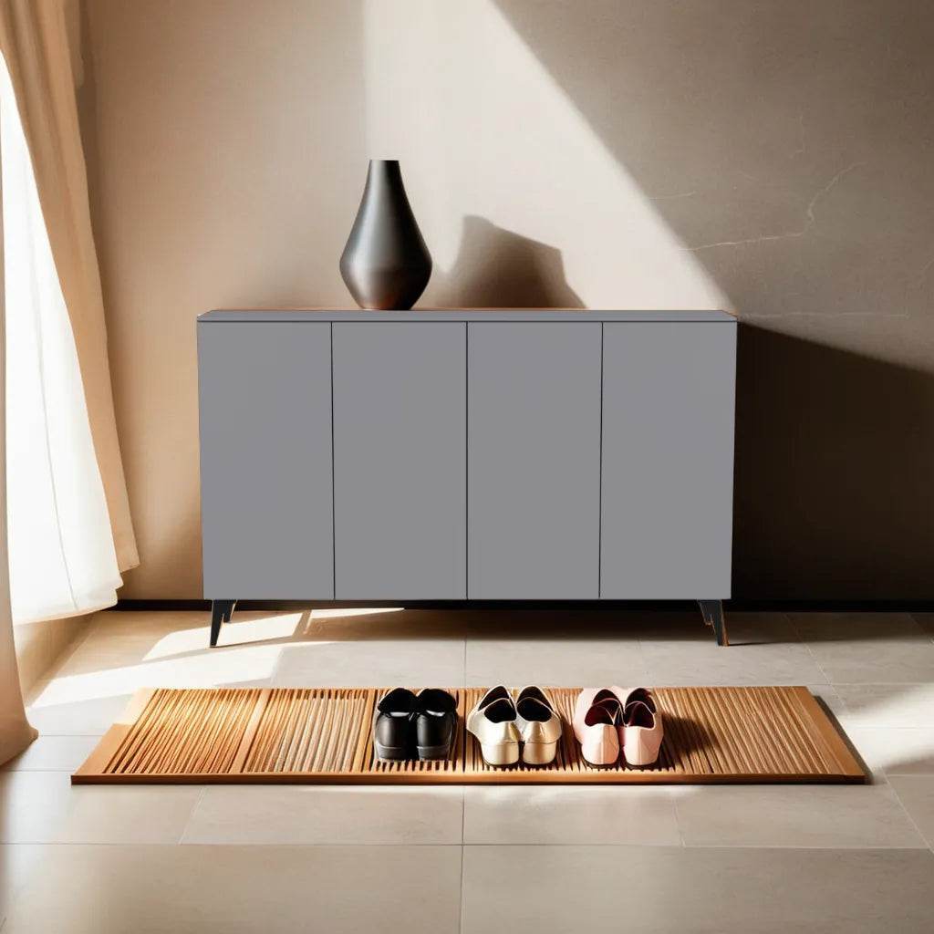 Evanth Grey 4-Door Shoe Storage Cabinet - Organize Shoes, Boots & Accessories in Entryway, Closet or Mudroom