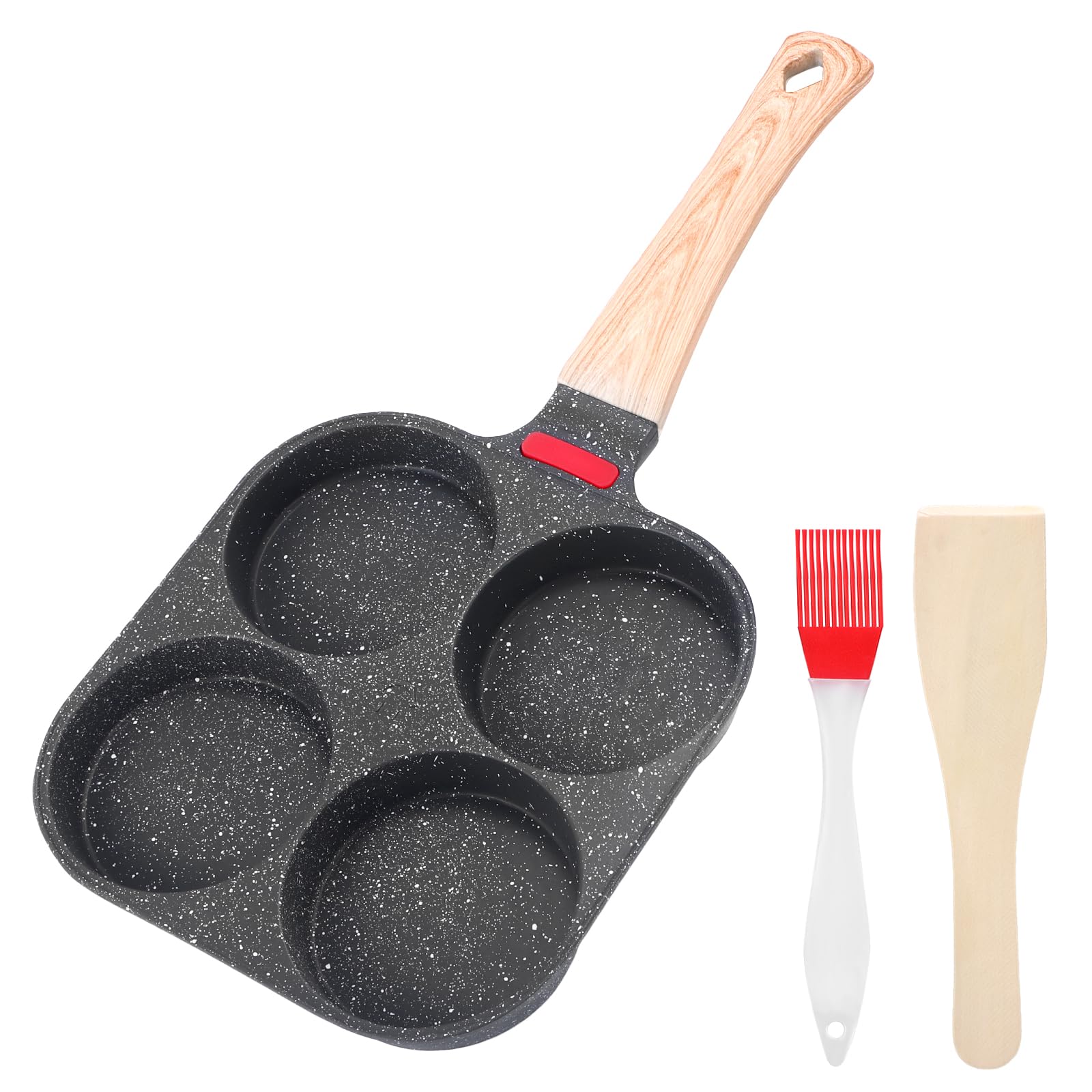 COZHYESS Nonstick 4-Hole Egg Frying Pan with Lid - Perfect for Pancakes, Omelets & Burger Buns - Gas Stove Compatible - Ideal for Breakfast, Brunch & Family Cooking