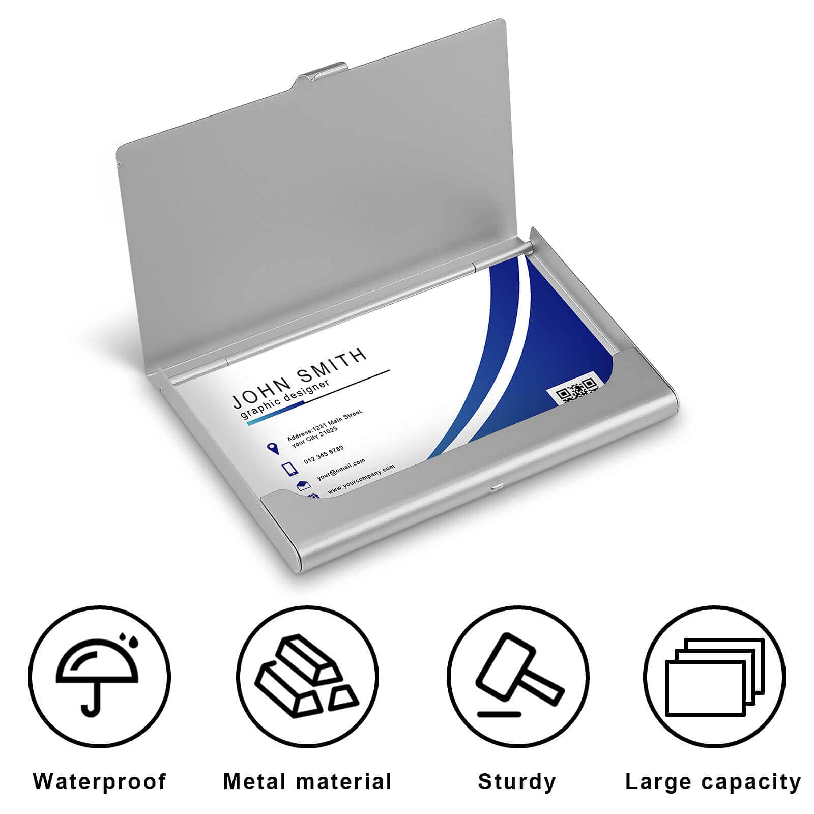 Personalized Business Card Holder with Photo/Logo - Gift for Professionals, Office & Networking - Light Pink 3.7x2.2in