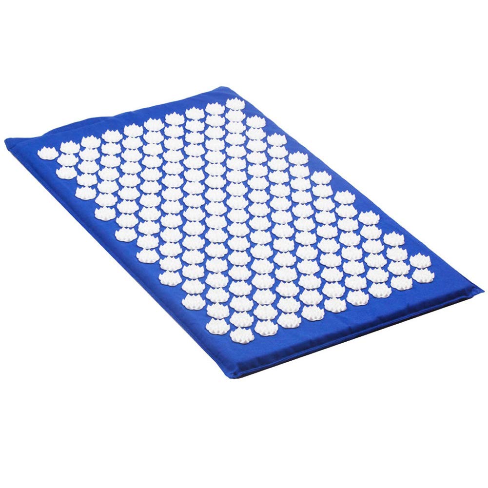 Premium Acupuncture Mat Massager for Back, Foot & Full Body Pain Relief - Shiatsu Massage Yoga Mat with Rose Mat Pillow (Blue) - Perfect for Stress Relief, Muscle Relaxation & Home Spa Therapy