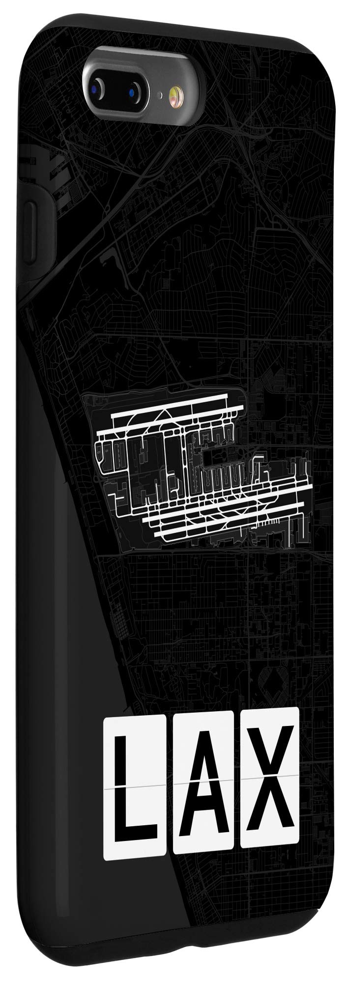 Premium iPhone 7 Plus/8 Plus Protective Case with LAX Airport Map Design - Durable Slim Fit Dark Cover for Travel & Commuting - Perfect Gift for Frequent Flyers & Aviation Enthusiasts