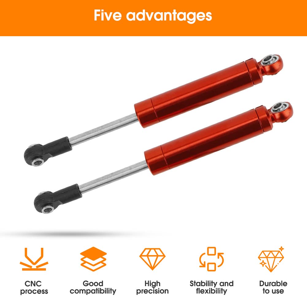 VGEBY1 102mm RC Car Shock Absorber Set of 2 - Red RC Crawler Damper Assembled Replacement Parts for Off-Road RC Vehicles | Perfect for Crawling, Rock Racing & Trail Adventures