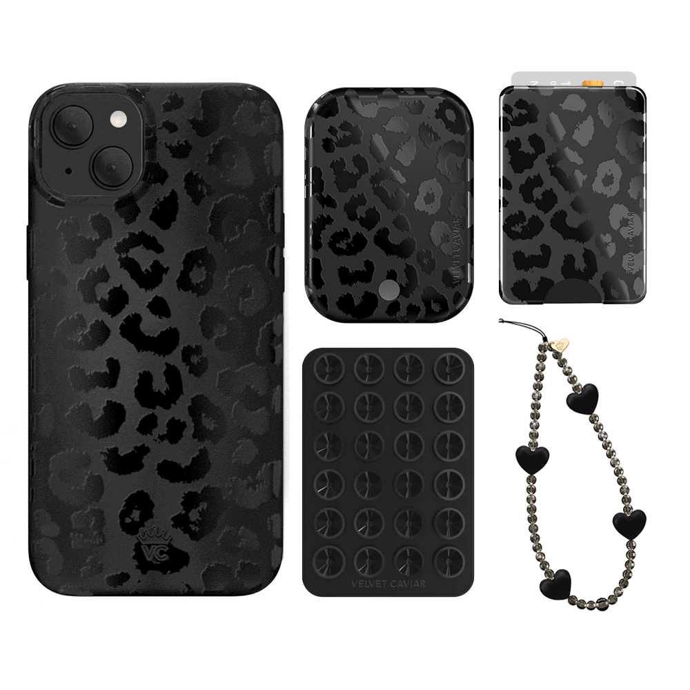 Black Leopard Print iPhone Case with Wallet Holder - Stylish & Functional Phone Accessory for Women & Men | Perfect for Everyday Use, Travel & Shopping