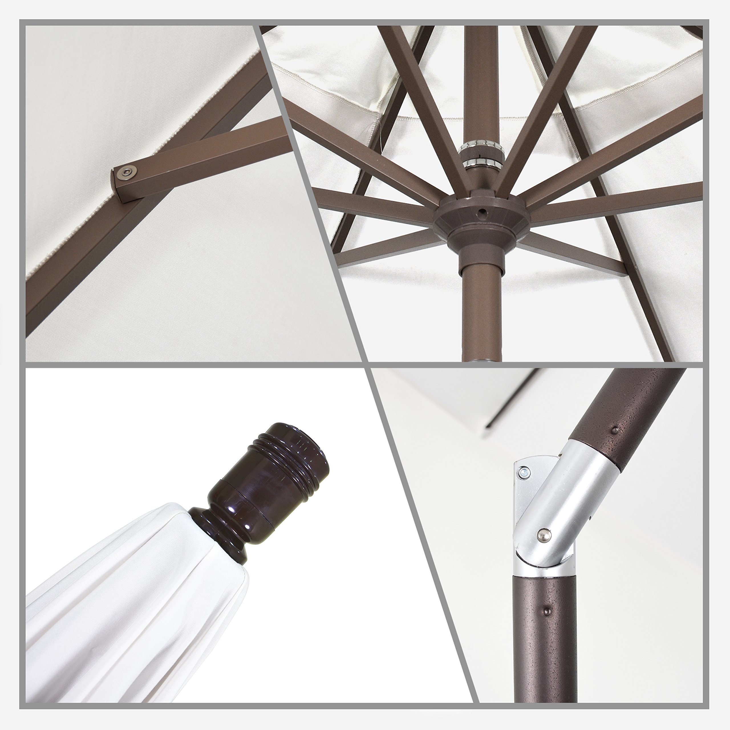 9' Aluminum Market Umbrella with Crank Lift & Auto Tilt - Sunbrella Natural for Patio & Outdoor Dining