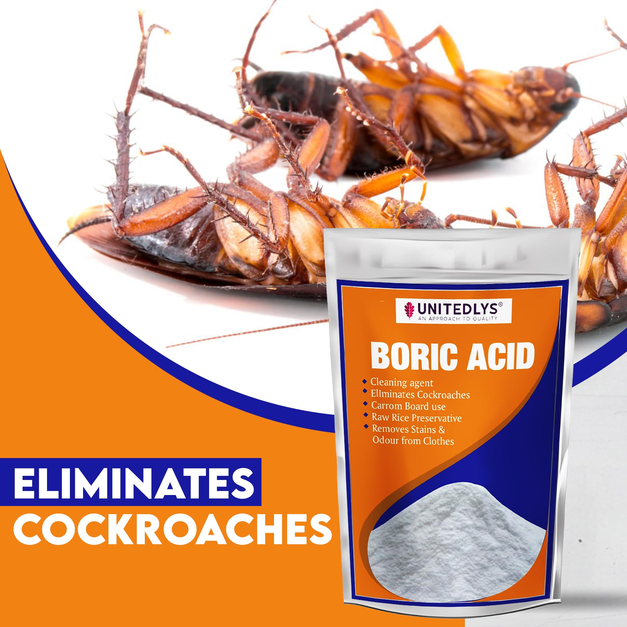 Unitedlys 100% Pure Boric Acid Powder - 380g Multi-Purpose Cockroach Killer, Carrom Powder & Rice Preservative | Effective Pest Control for Home, Kitchen & Game Rooms