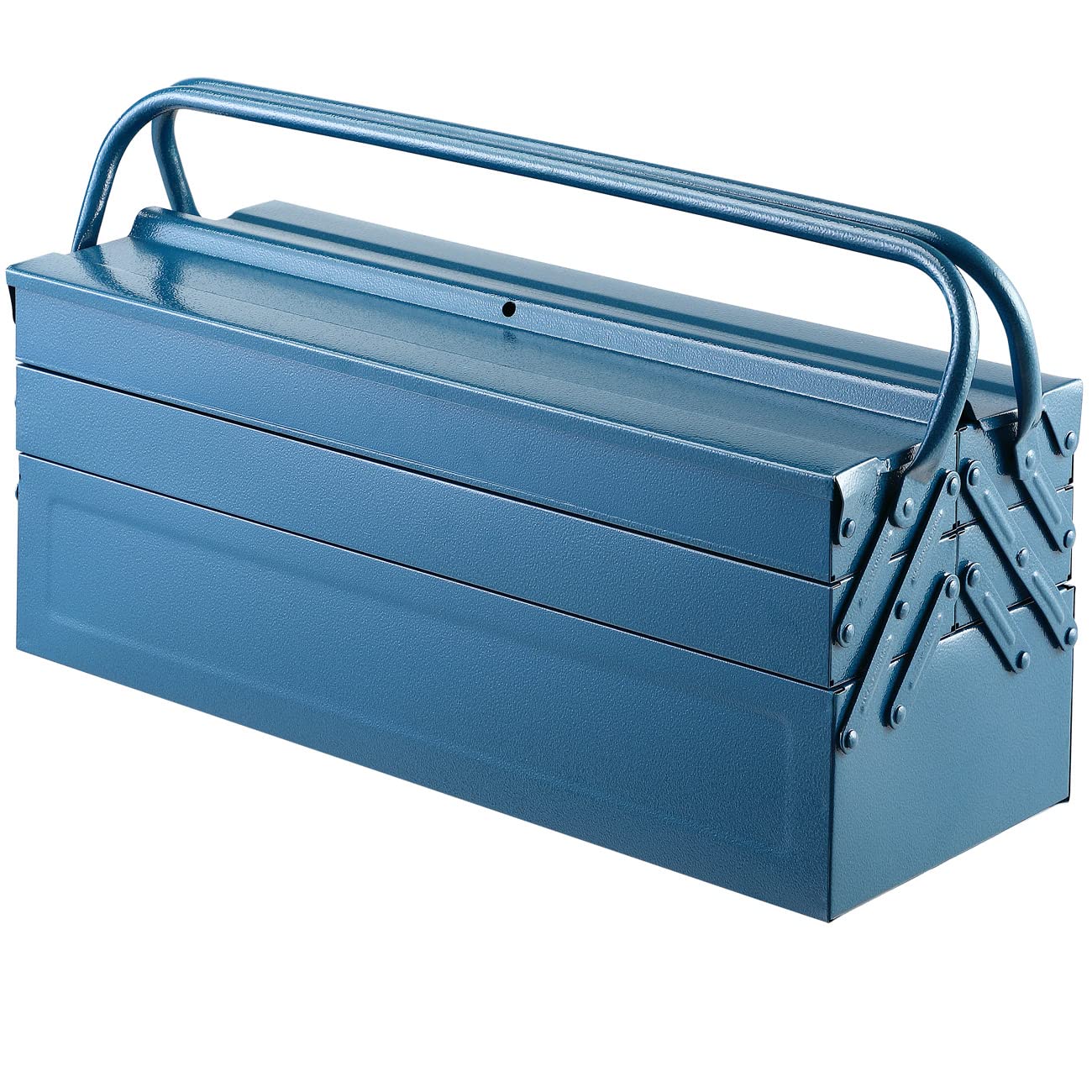 Blue Empty Tool Box with 5 Compartments - Large 53x20x20cm Tool Storage Case for Garage & Workshop Organization - Perfect for DIY, Home Repair, and Professional Tool Storage