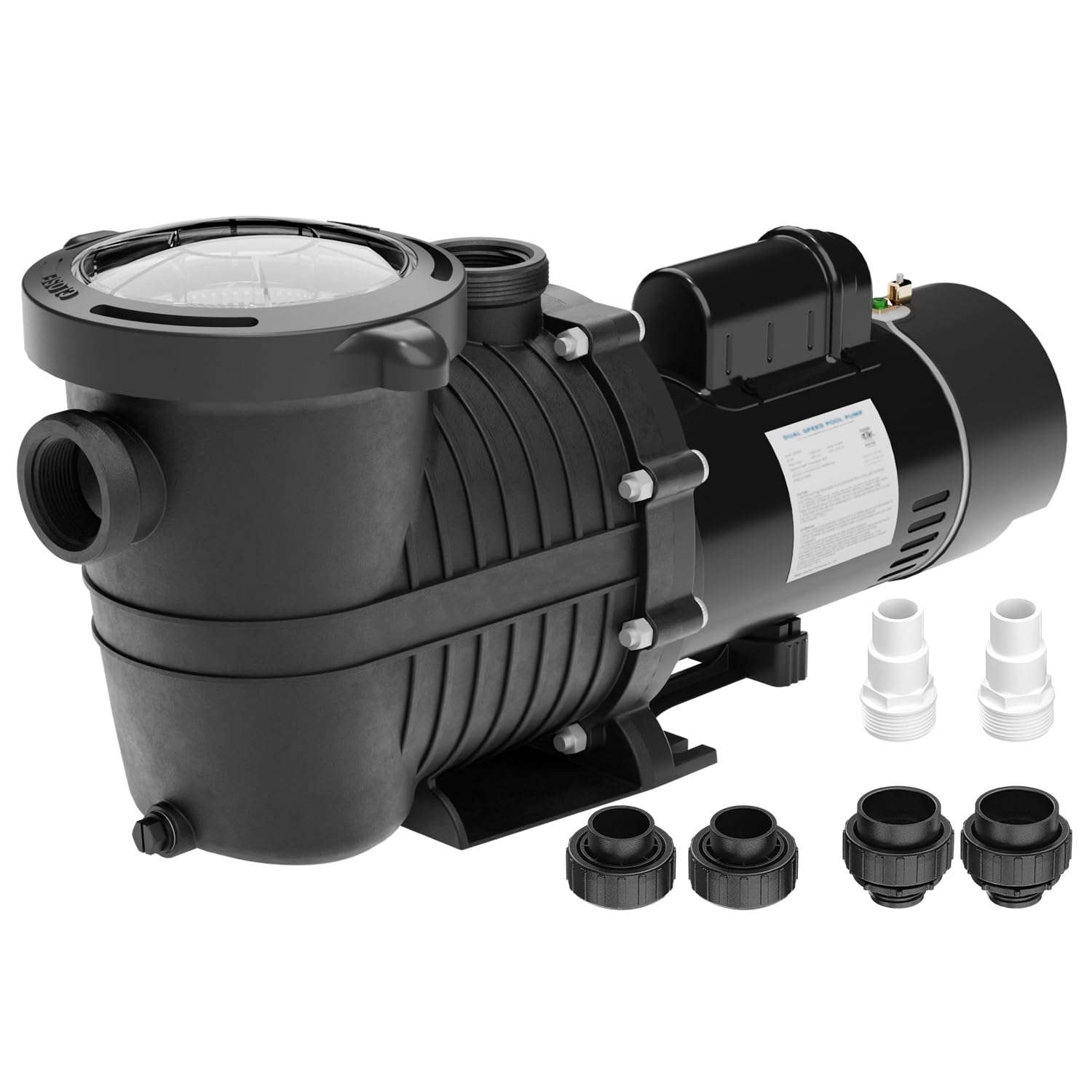 1.5HP Dual Speed Pool Pump 230V | 4680GPH Flow Rate | 43FT Head Lift | 1