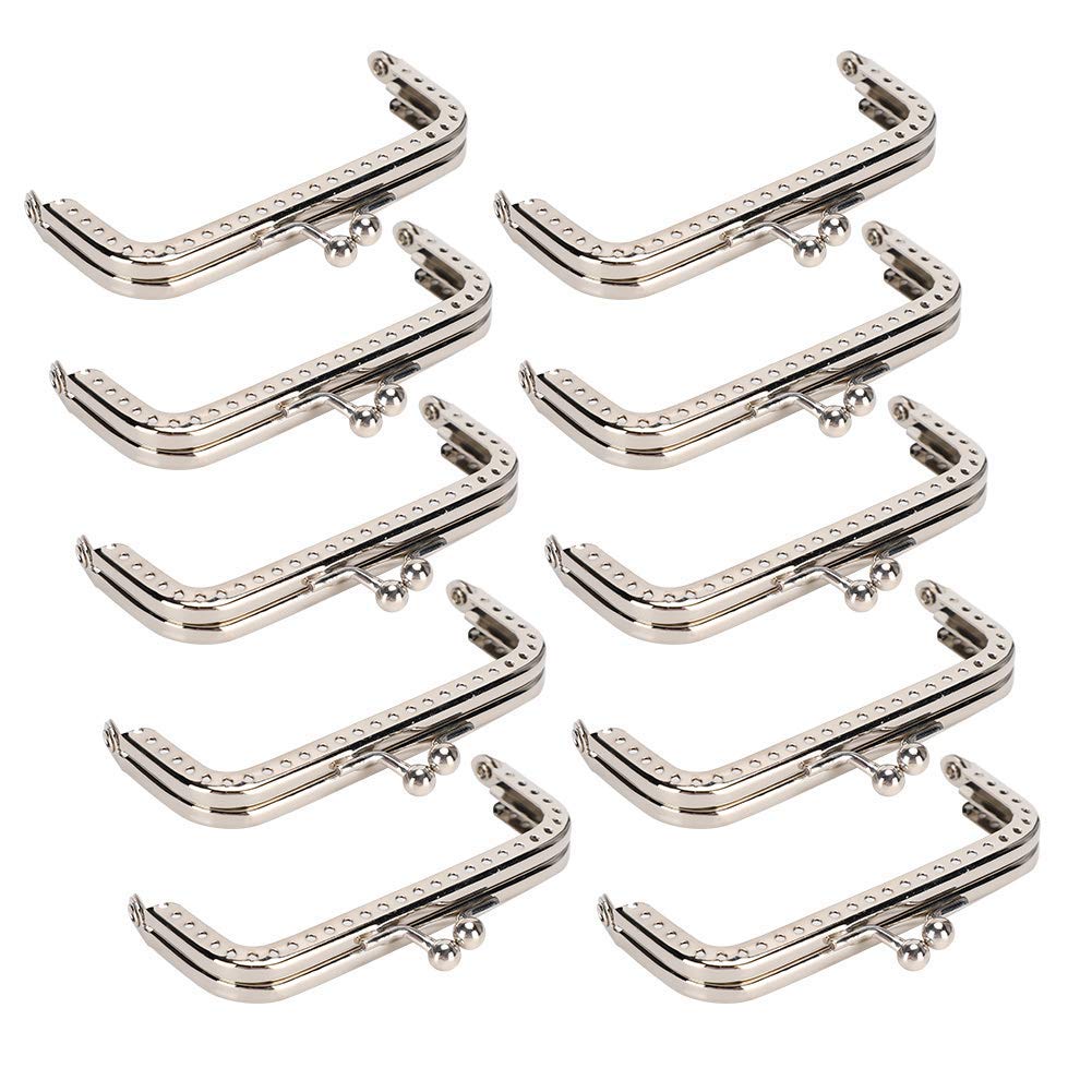 Jeanoko 10pcs 8.5cm Square Metal Purse Frames - Vintage Kiss Clasp Locks for DIY Handbag Making, Sewing Craft Supplies (Perfect for Retro Purses, Clutches & Tote Bags)