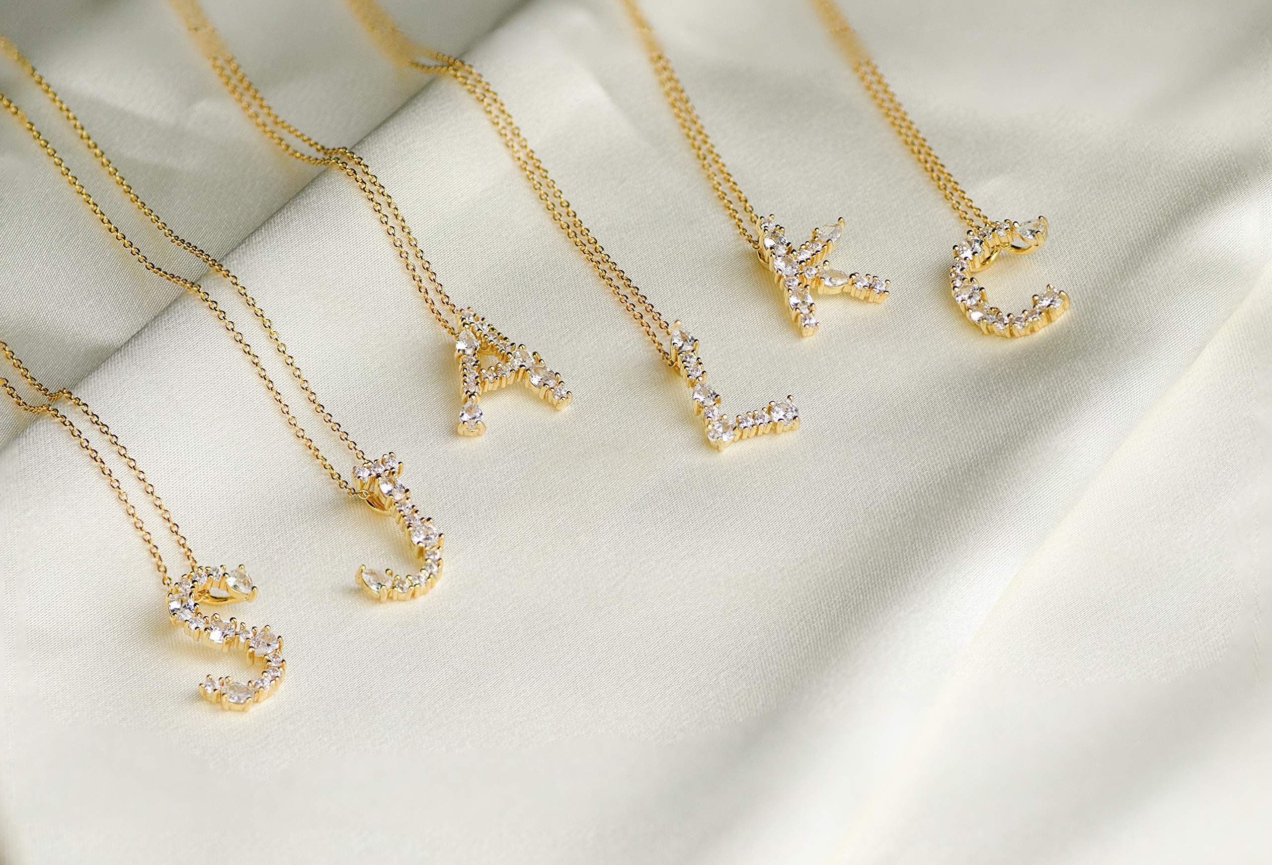 LAVLA Cubic Zirconia Initial Necklace for Women - 18K Gold Plated Dainty Letter Pendant with Colorful Crystals | Personalized Jewelry Gift for Her | Perfect for Birthdays, Anniversaries and Special Occasions