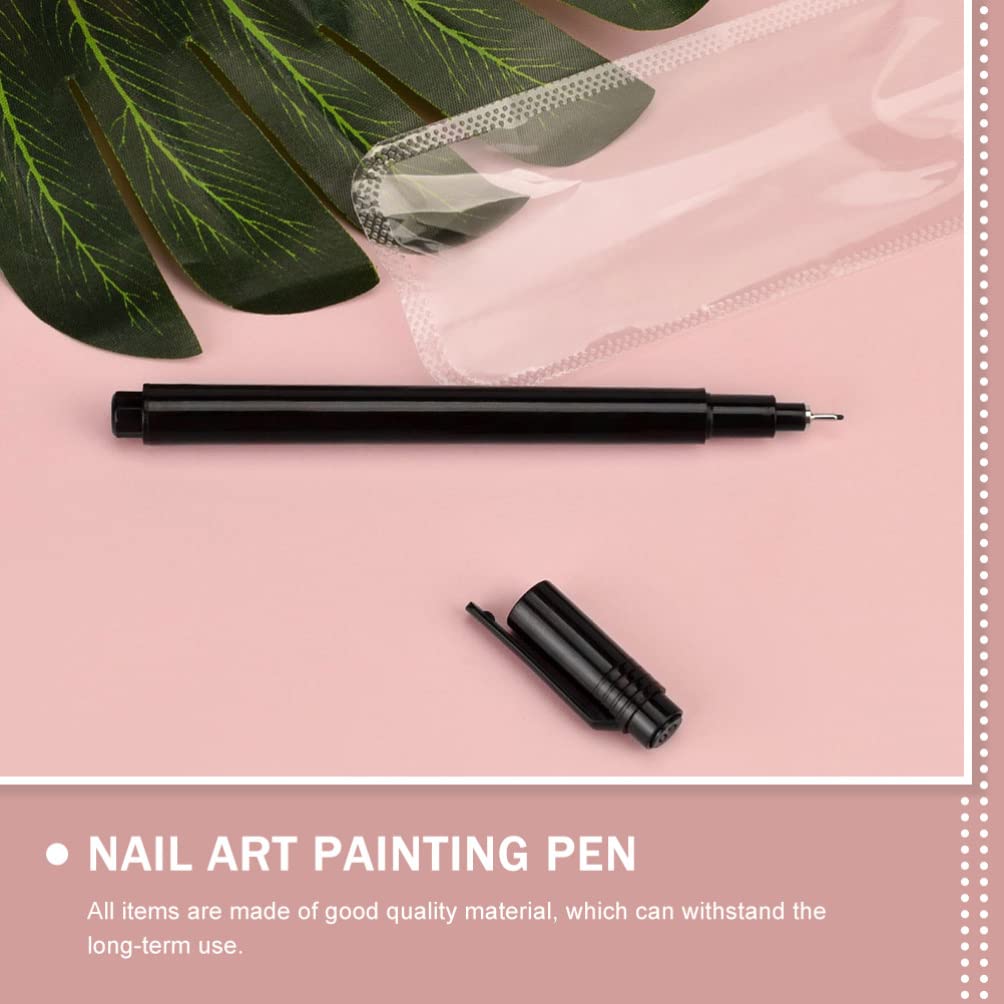 Professional Nail Art Pens Set - 4pcs Fine Tip Waterproof Nail Art Drawing Pens for Gel Polish, Black | Perfect for DIY Nail Designs, Salon Use & Creative Nail Art