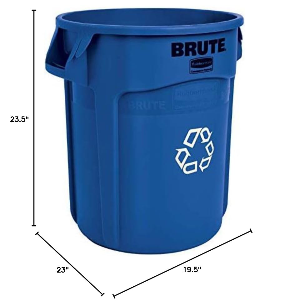 Rubbermaid Heavy-Duty 20-Gallon Blue Round Trash Can - Commercial Grade Outdoor Garbage Bin for Landscaping, Construction Sites, Restaurants, Offices & Warehouses - Durable Waste Container for Back of House Use (Pack of 6) - Perfect for High-Traffic Areas & Industrial Settings