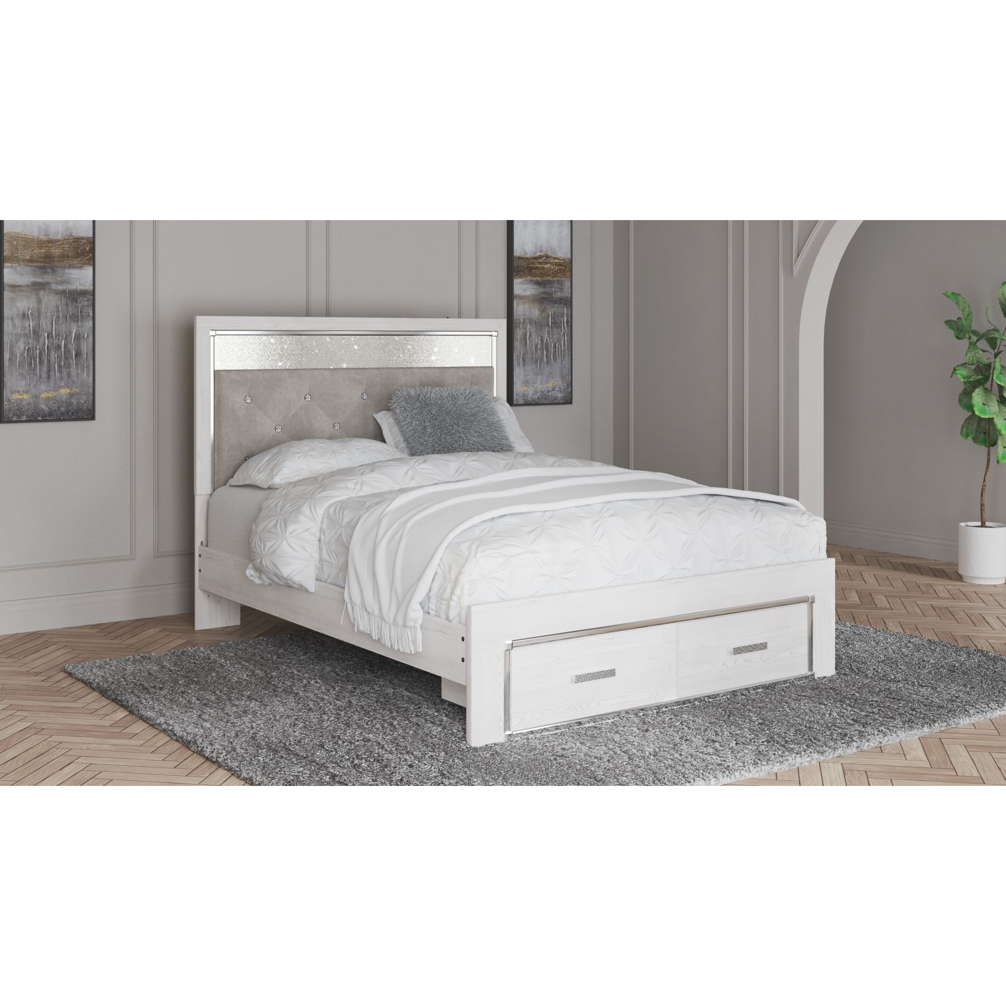 Altyra White Storage Bed with Underbed Drawers - Modern Platform Bed Frame with Hidden Storage for Small Spaces, Bedroom & Guest Room Organization