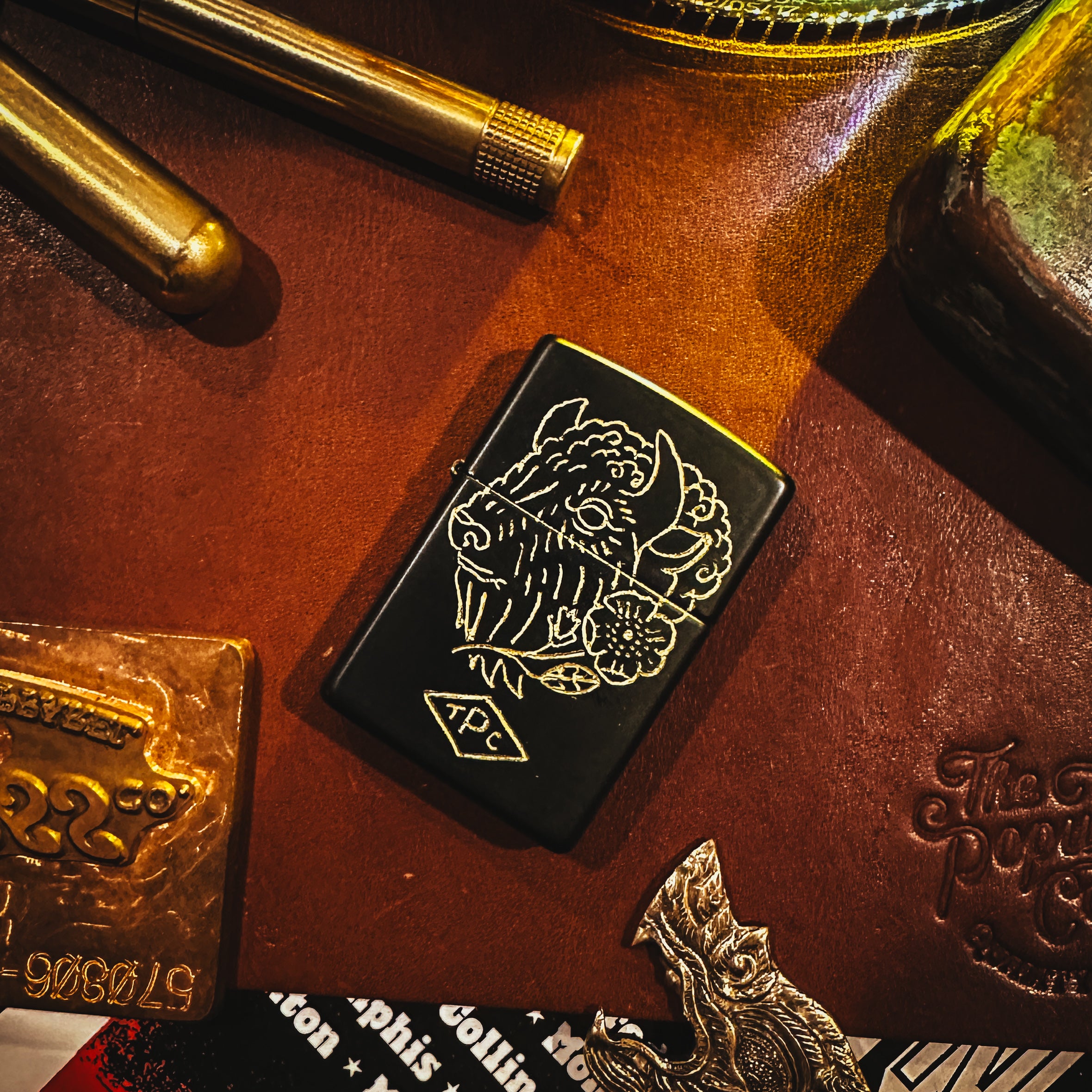 BROOKHAYL x POPULESS Limited Edition Hand Engraved Zippo Lighter 015 - Black Matte Finish | Perfect for Collectors, Gifts & Everyday Carry