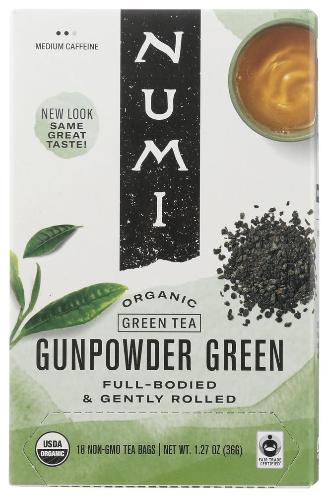 Premium Organic Gunpowder Green Tea - 18 Tea Bags per Box | Antioxidant-Rich, Caffeinated | Perfect for Morning Boost, Afternoon Relaxation & Office Wellness