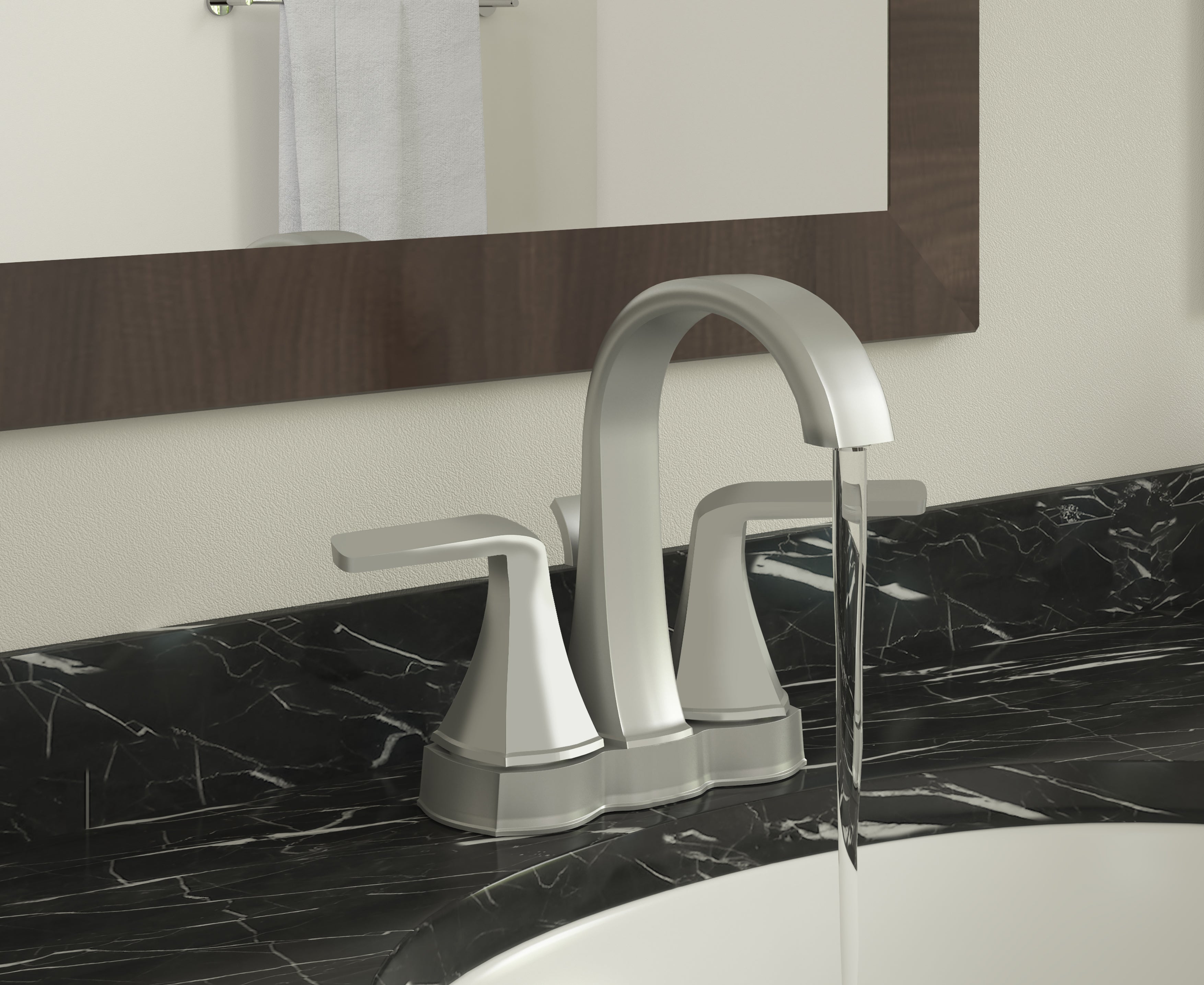 Arezzo Deck Mount Bathroom Faucet in Brushed Nickel - Single Hole Bath Sink Faucet with High Arc Spout for Modern Vanities, Perfect for Home & Hotel Bathroom Renovation