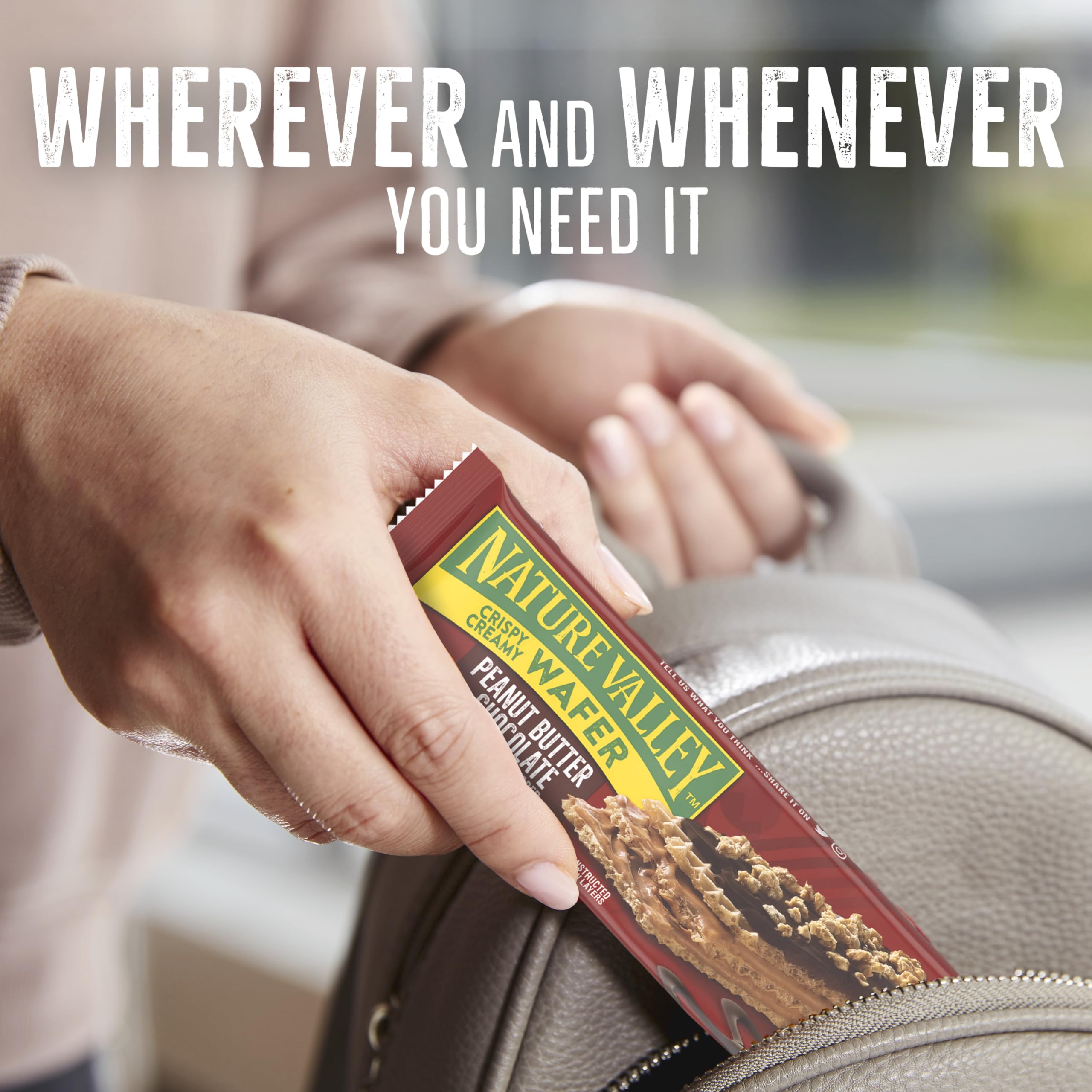 Nature Valley Peanut Butter Chocolate Wafer Bars - 10 Pack (13 OZ) | Crunchy Snack Bars for Hiking, Office & School Lunch | Gluten Free Granola Bars for Kids & Adults