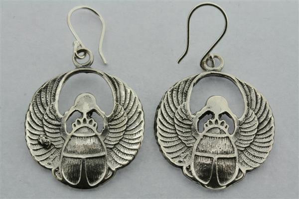 Scarab Earrings Sterling Silver - Handmade Egyptian Jewelry for Women, Gift for Her - Perfect for Weddings, Parties & Special Occasions