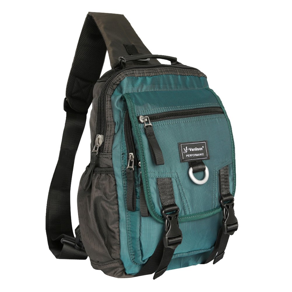 Lightweight Sling Backpack Crossbody Messenger Bag for Men & Women - Adjustable Shoulder Strap, Durable Travel Rucksack in Lake Blue - Perfect for Hiking, Commuting & Everyday Use