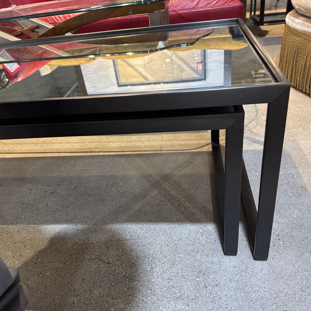 2-Piece Set Modern Rectangular Mirrored Nesting Coffee Tables - 56